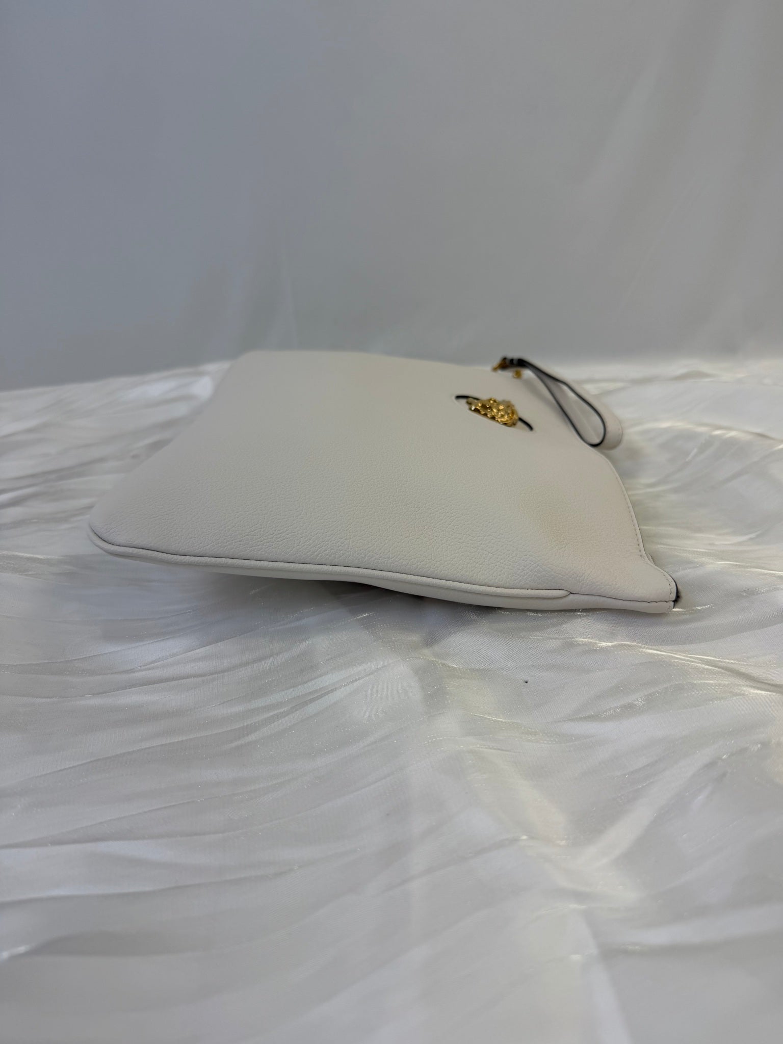 Versace White Leather Pouch With Strap