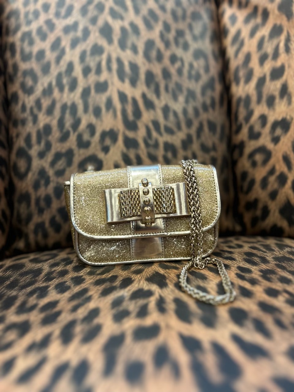 Christian Louboutin Gold Patent Leather Sweet Charity Mini Crossbody Bag