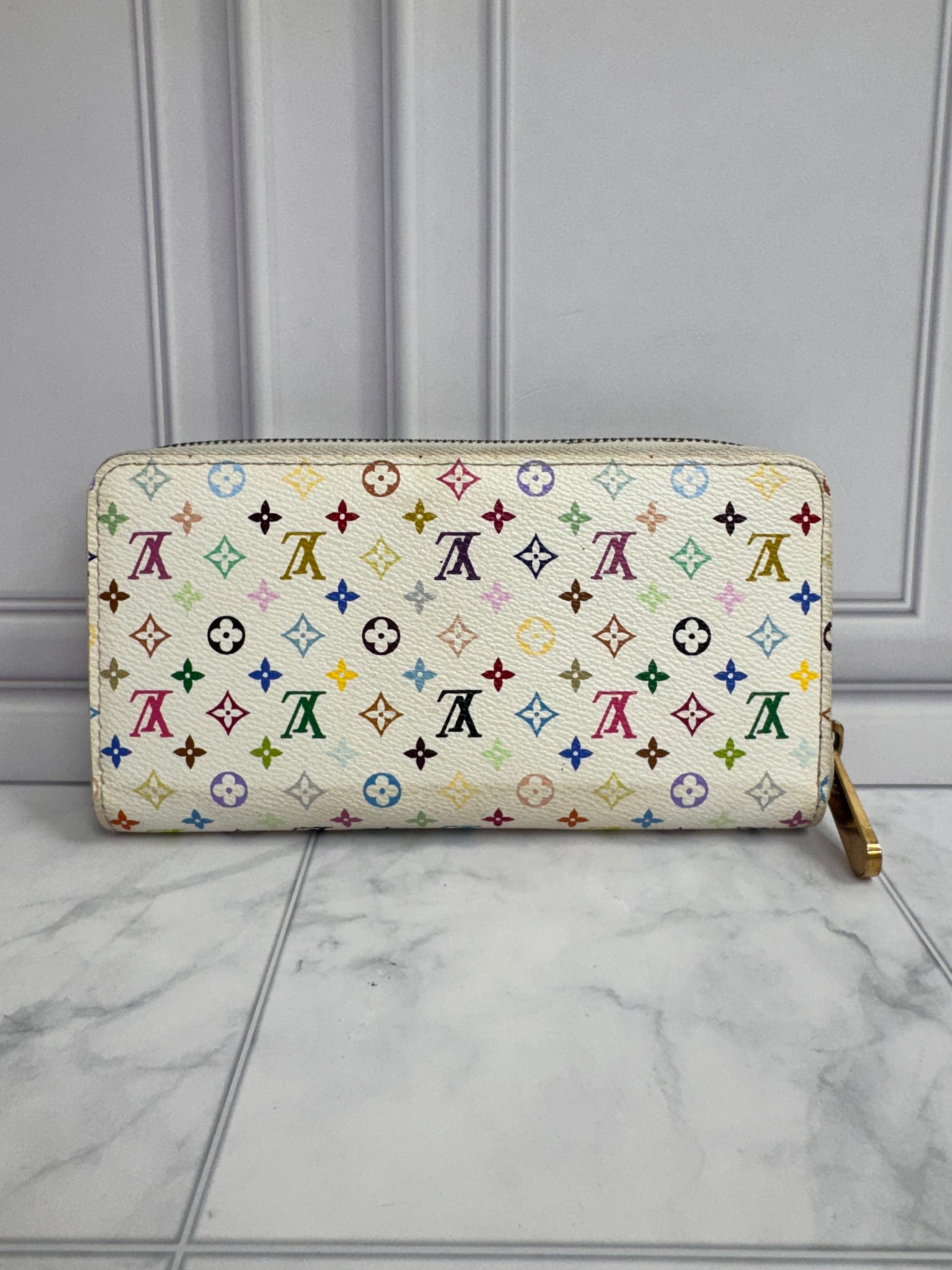 Louis Vuitton White Murakami Long Zippy Wallet