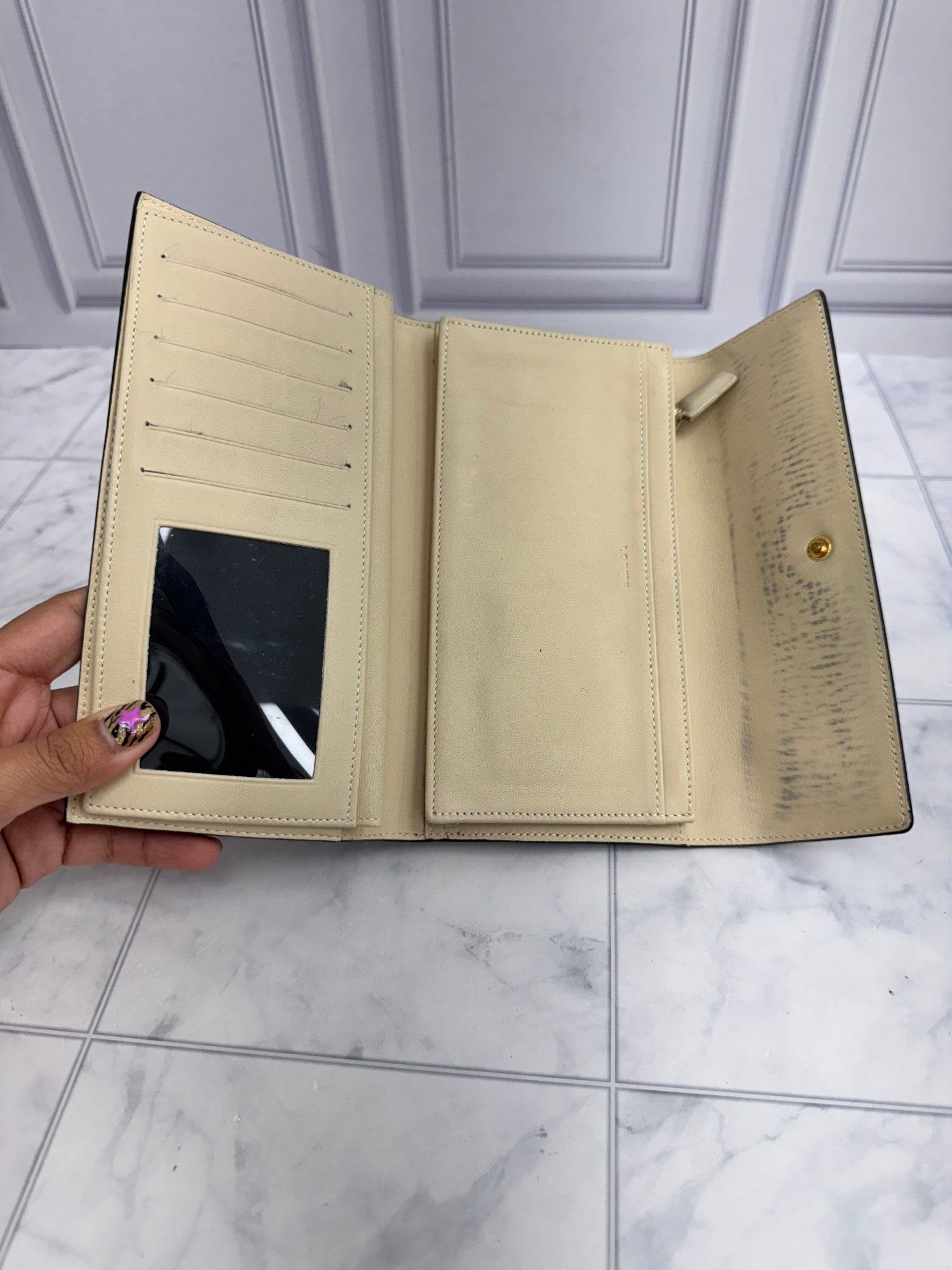 Loewe Black Grained Leather Long Wallet