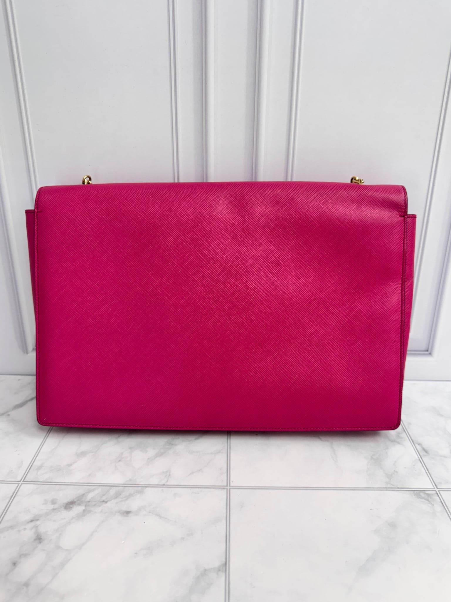 Salvatore Ferragamo Pink Saffiano Leather Vara Bow Ginny Large Crossbody Bag