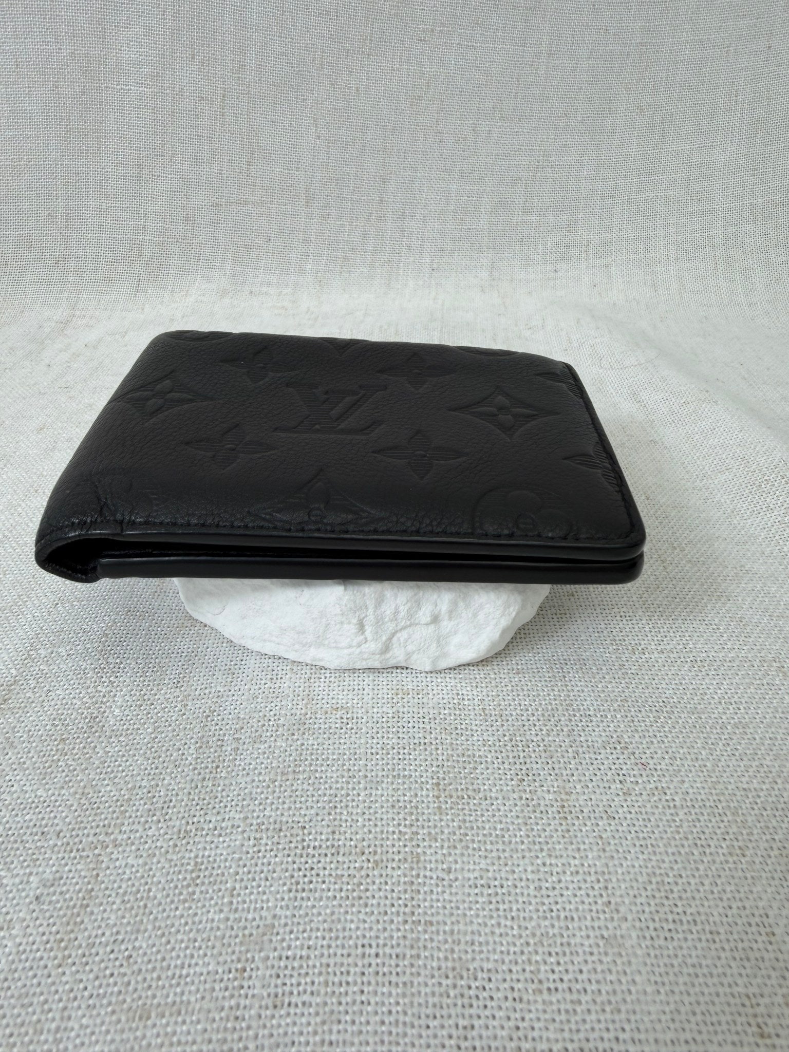 Louis Vuitton Black Calfskin Leather Shadow Monogram Wallet 