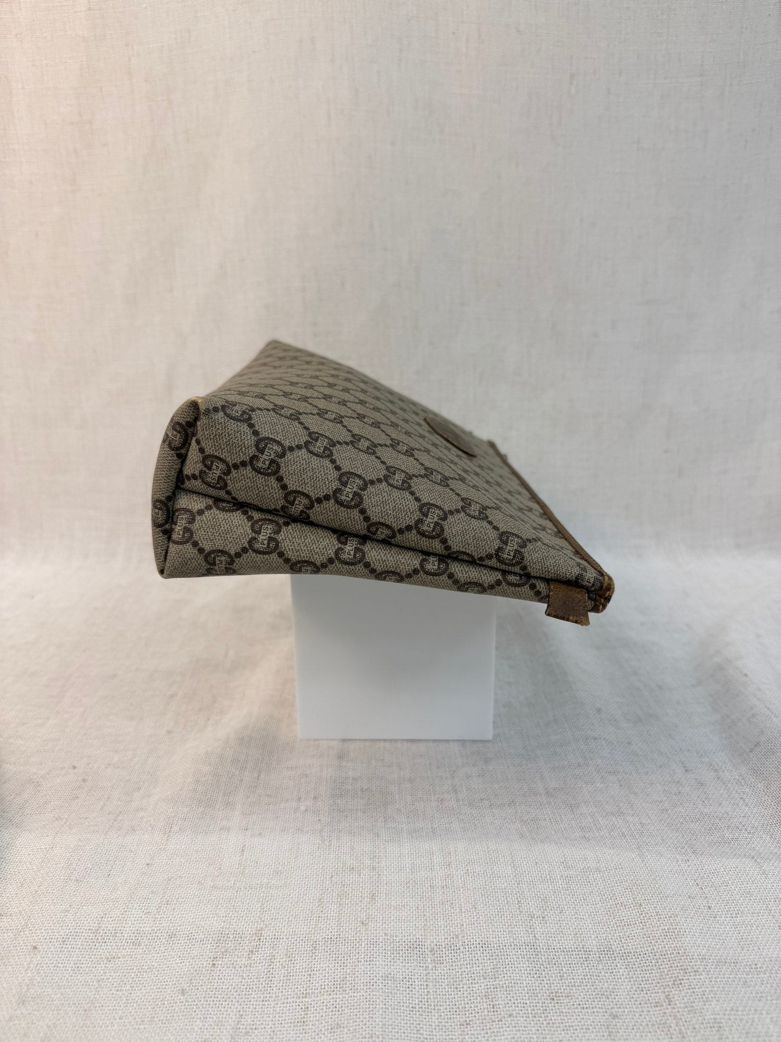 Gucci Brown Coated Canvas GG Plus Print Pouch