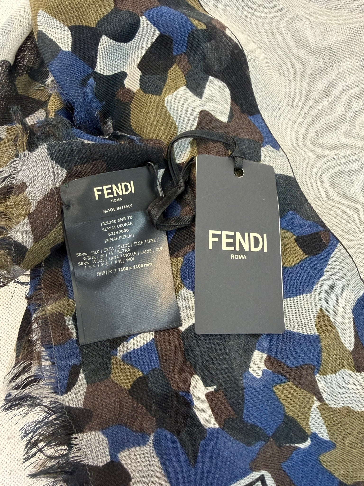 Fendi Multicolor Camo Print Monster Scarf