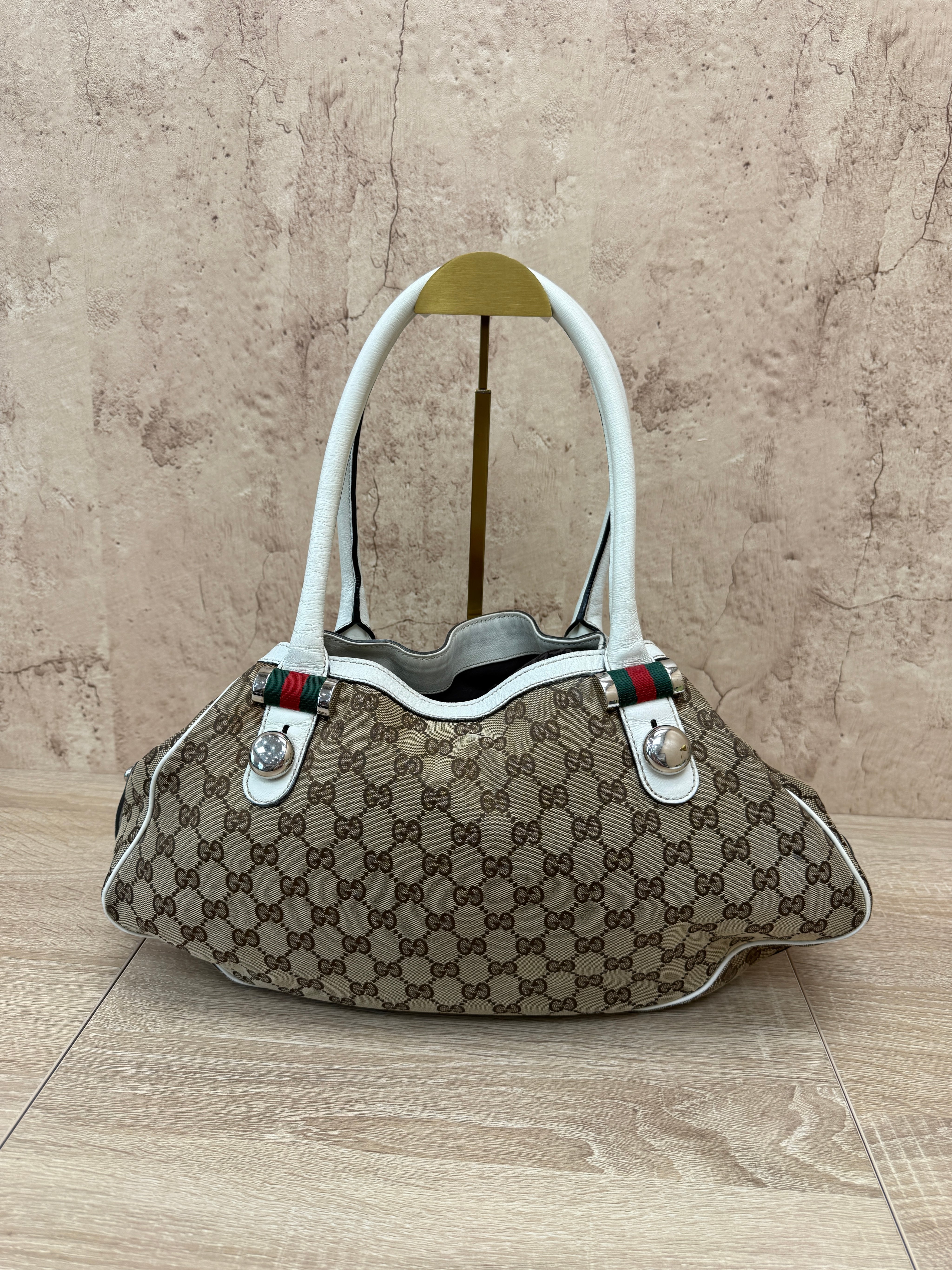 Gucci Beige GG Canvas Match Ball Sherry Line Tote Bag