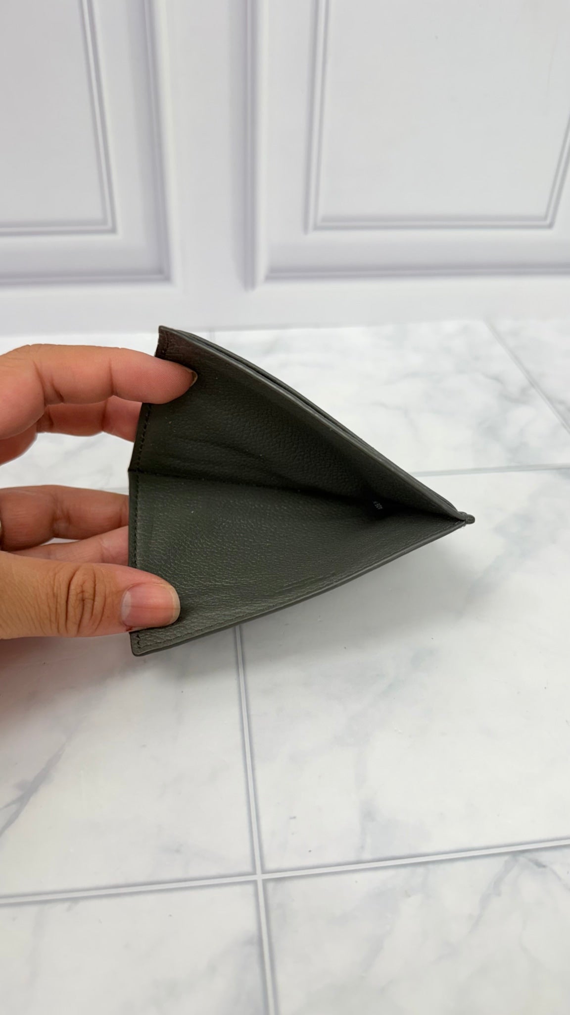 Prada Grey Grained Leather Card Holder 