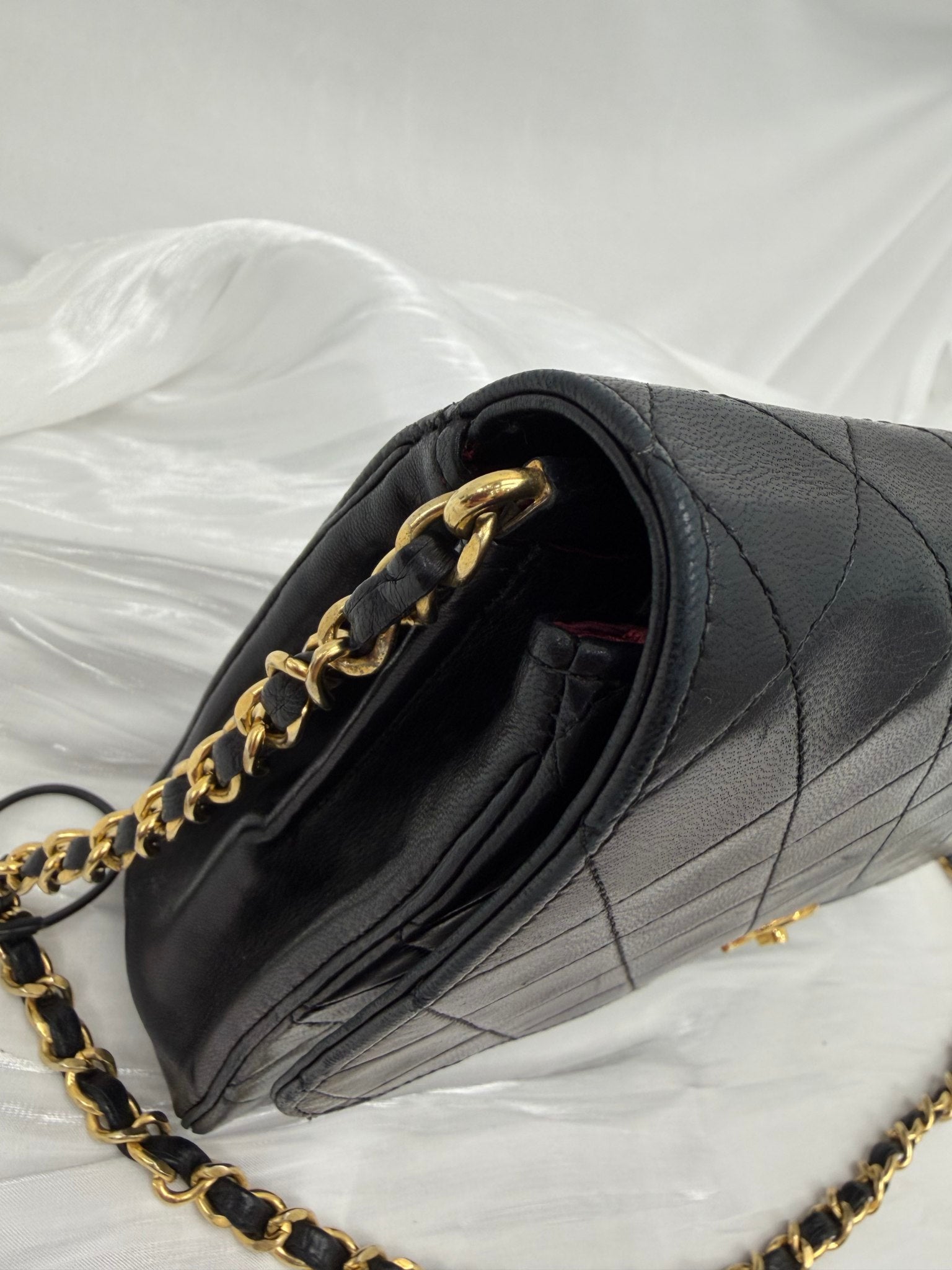 Chanel Vintage Black Quilted Leather 24K Flap Bag