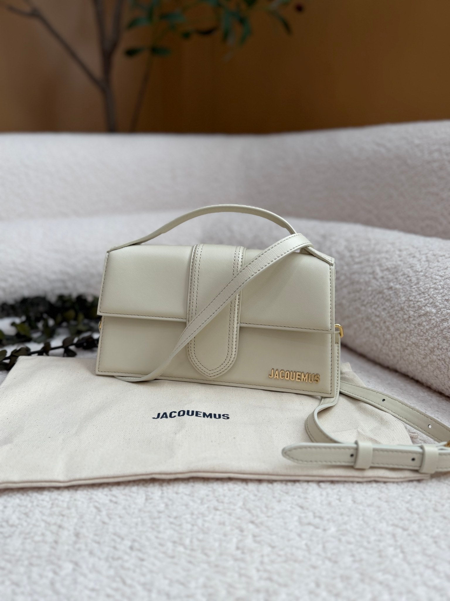 LIKE NEW Jacquemus Ivory Leather Bambino 2way Bag