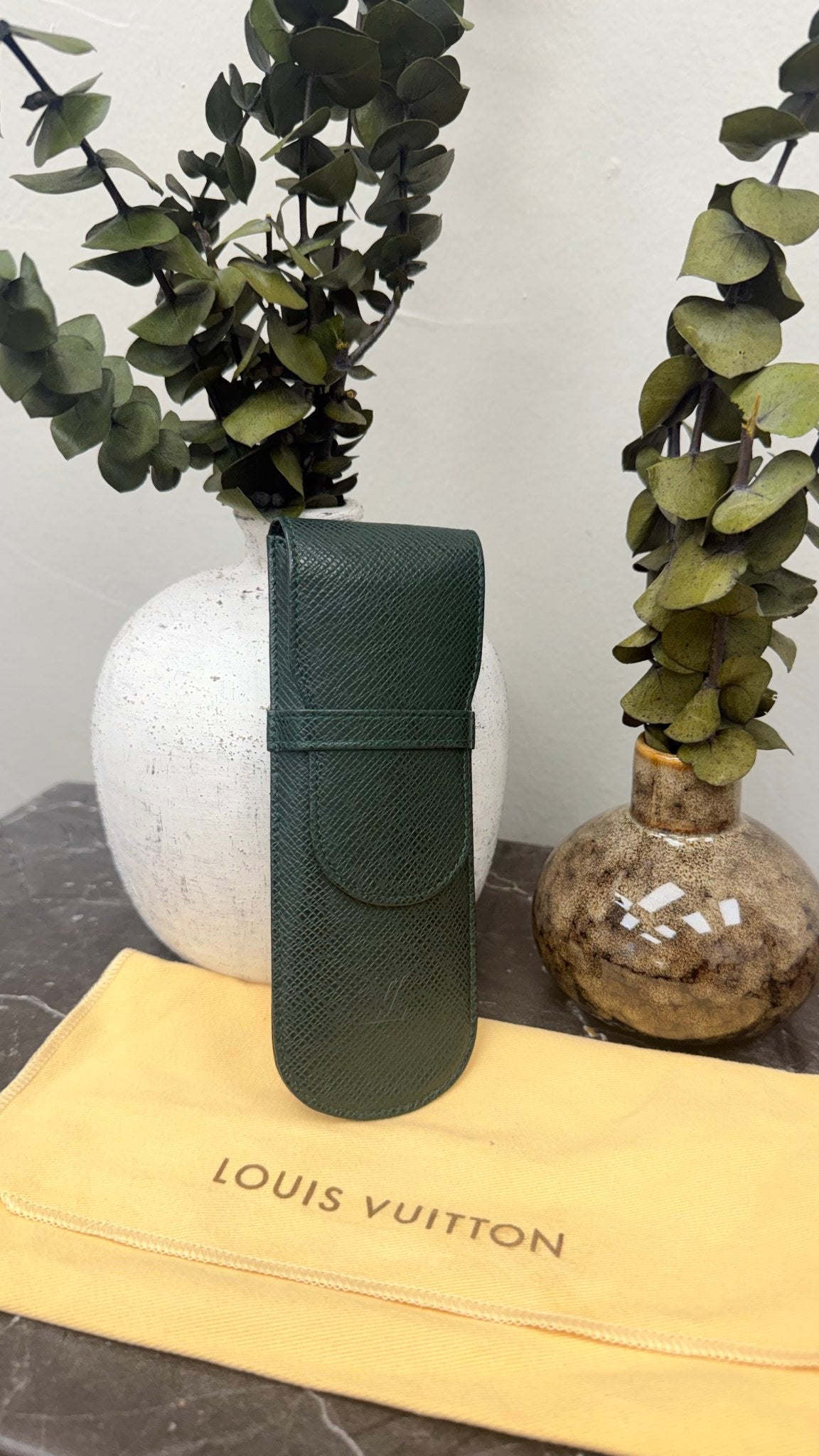 Louis Vuitton Green Taiga Leather Pen Holder