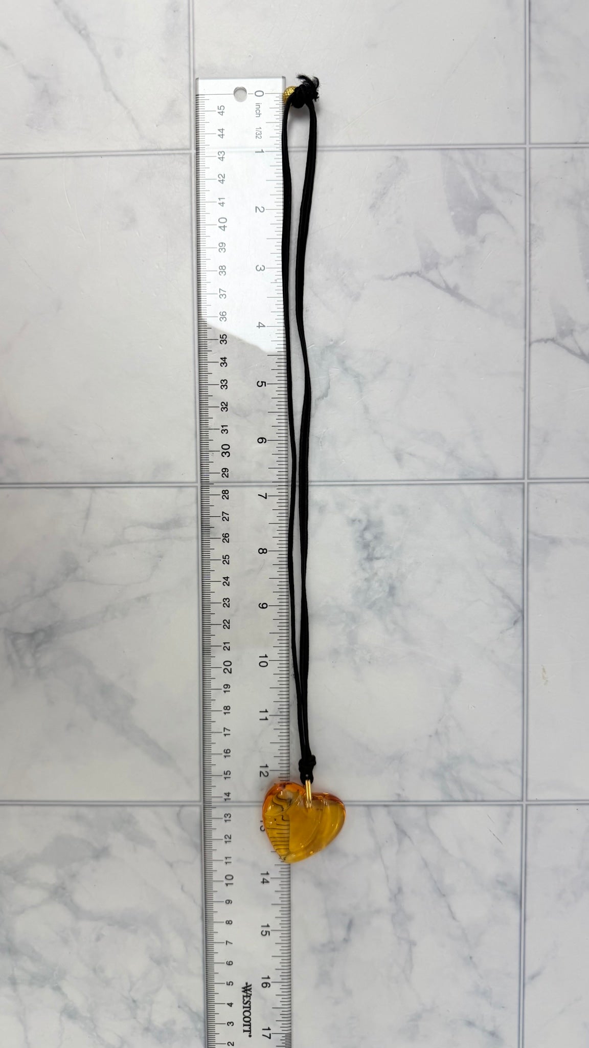 Baccarat Yellow Crystal Heart Necklace 
