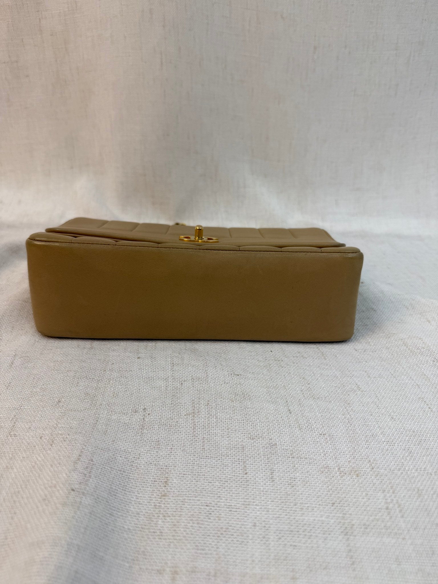 Chanel Beige Lambskin CC Mademoiselle Single Flap Bag