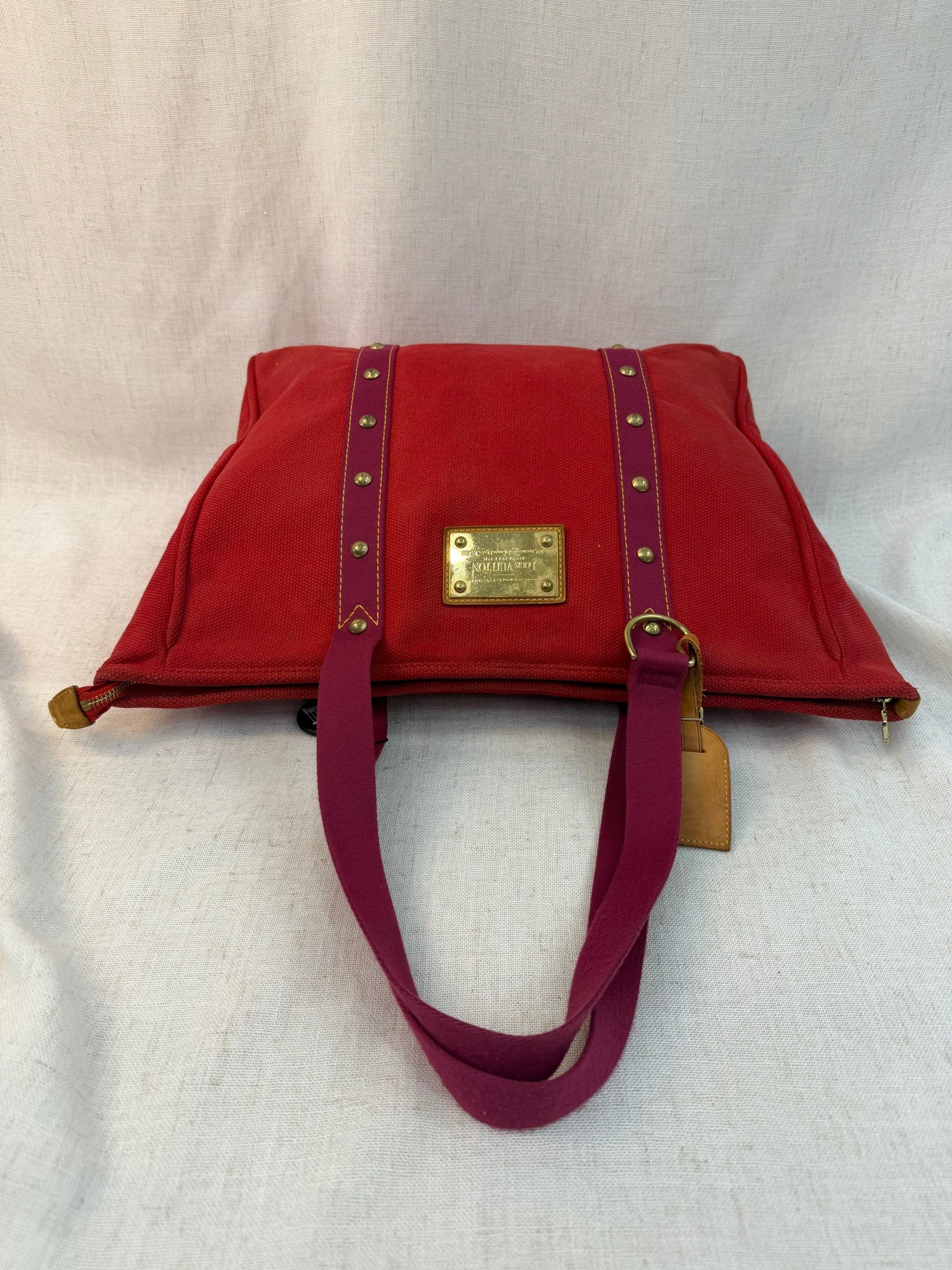 Louis Vuitton Red Canvas Antigua Cabas GM Tote Bag