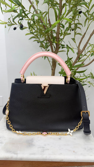 Louis Vuitton Black And Pink Taurillon Leather Capucines MM Handbag
