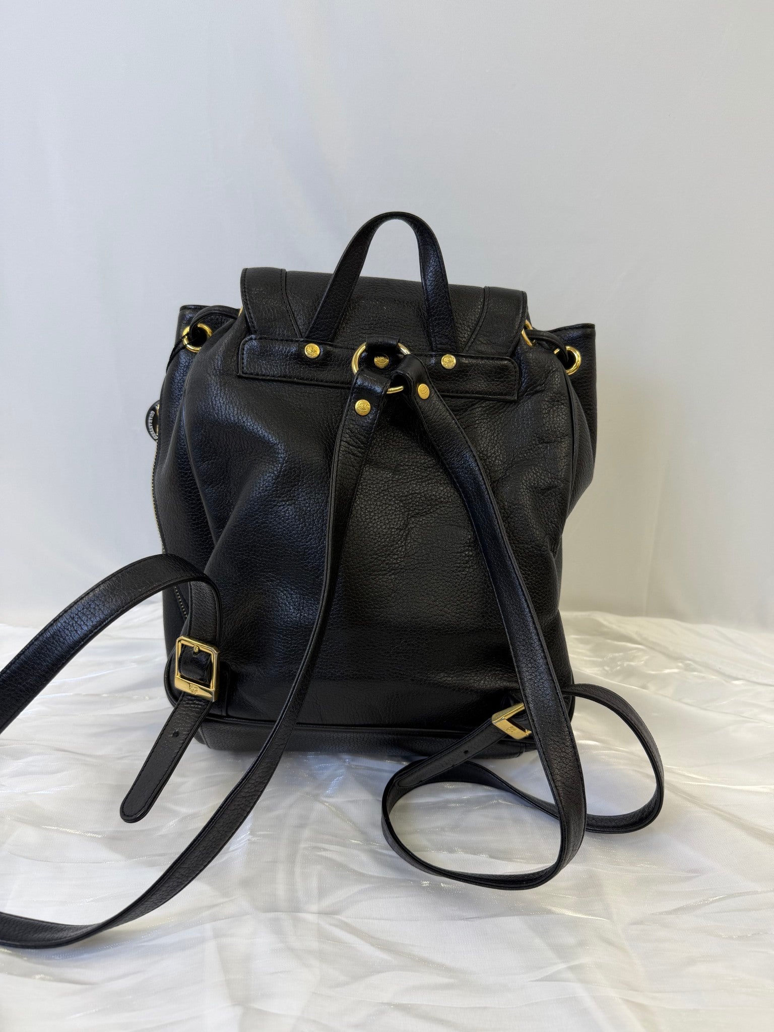 MCM Black Leather Backpack