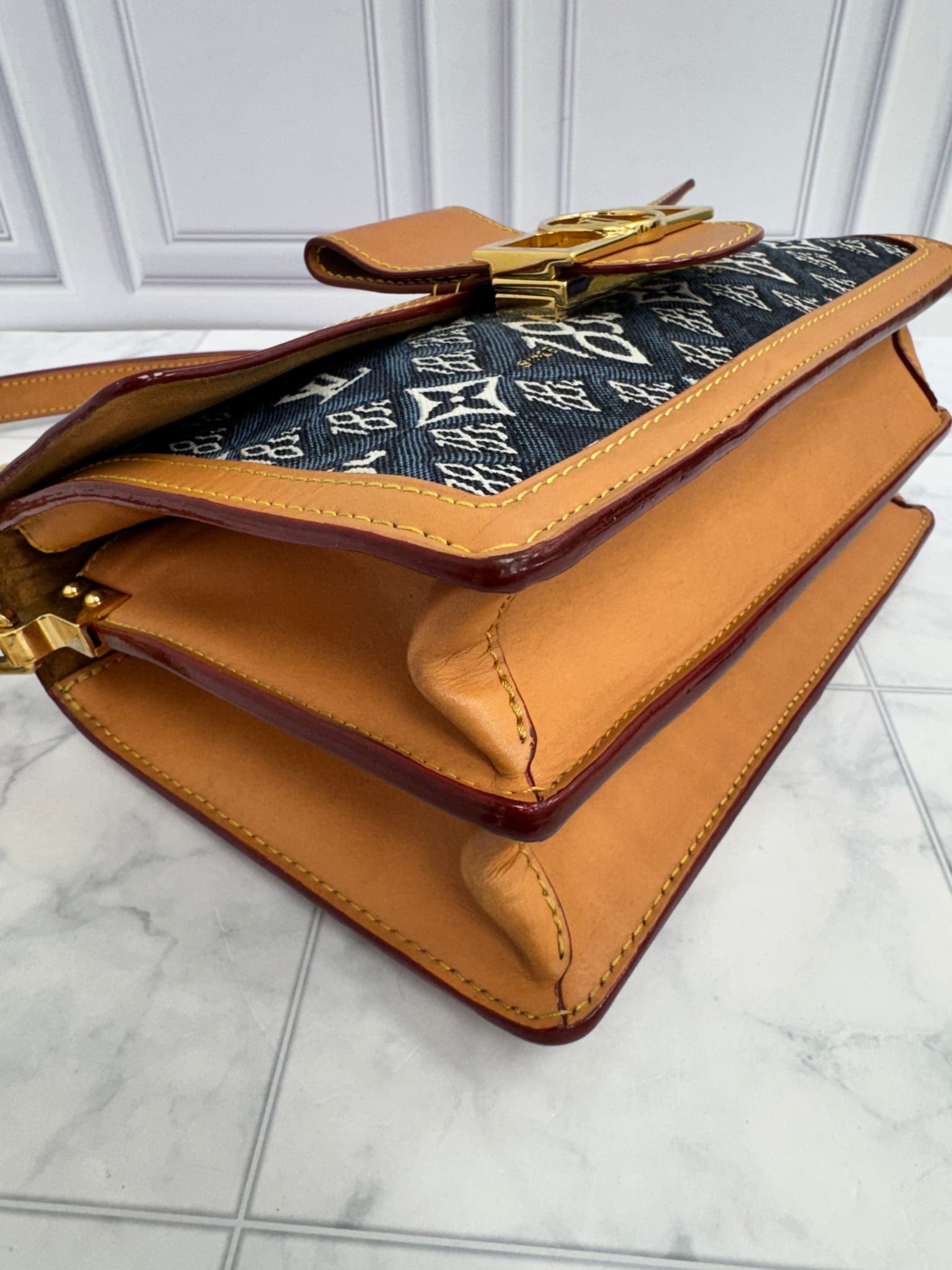 Louis Vuitton Blue Jacquard Since 1854 Canvas Dauphine MM 