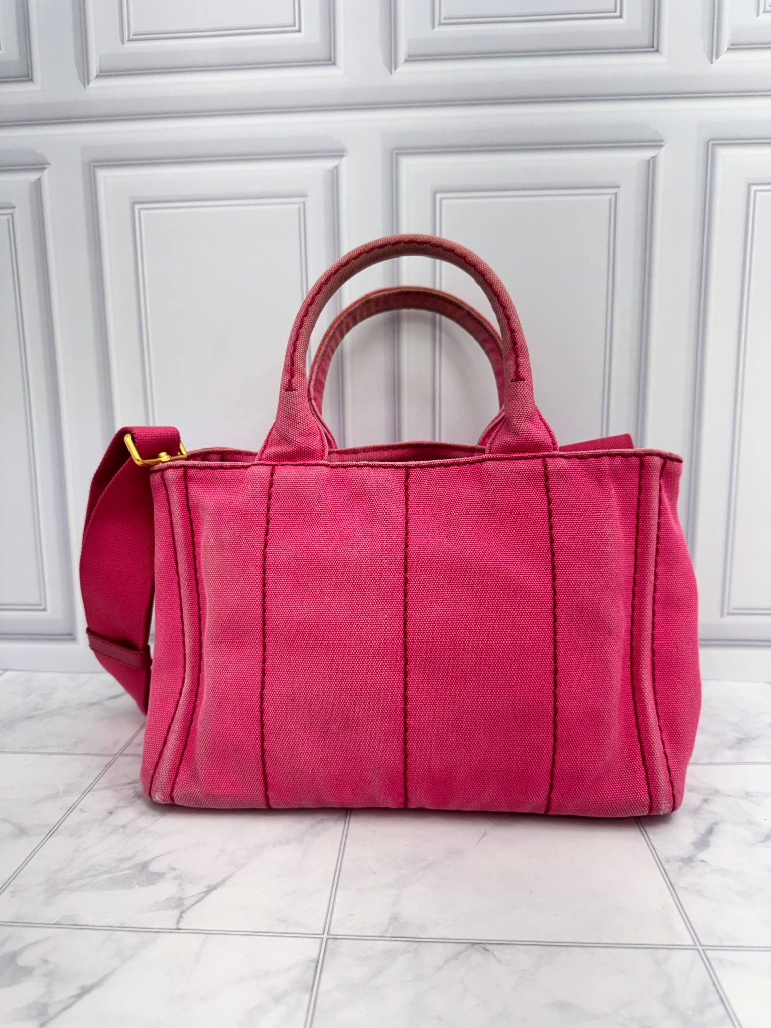 Prada Pink Canvas Canapa Small Tote Bag