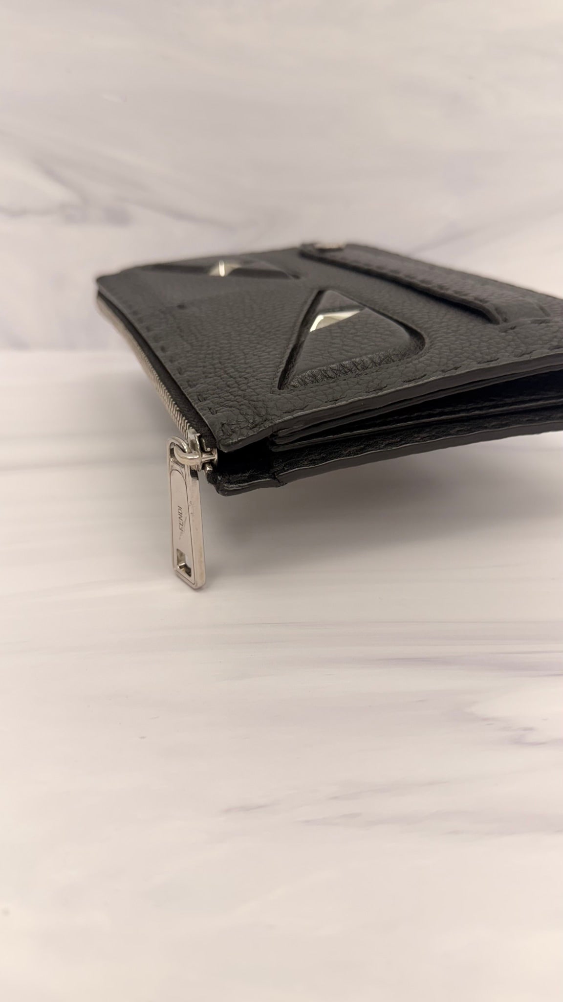 Fendi Black Grained Leather Monster Bugs Clutch