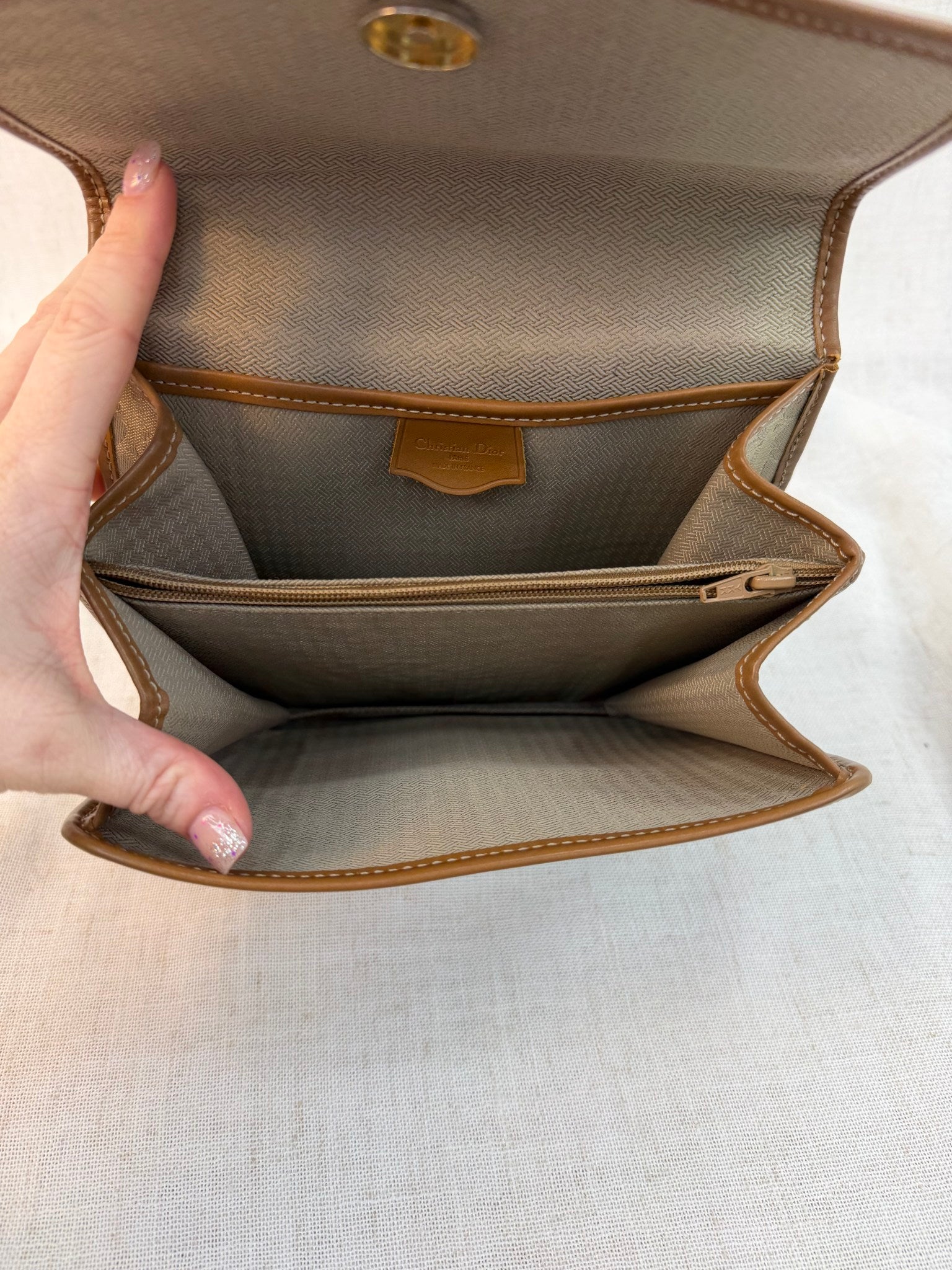 Christian Dior Brown Canvas Vintage Trotter Top Handle