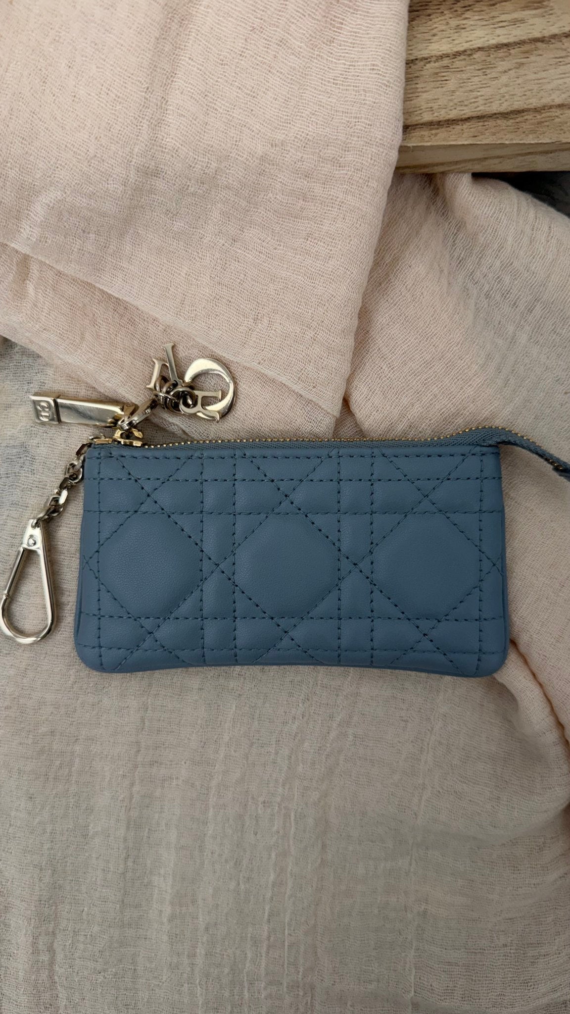 Christian Dior Grey Cannage Lambskin Leather My Astor Key Case 