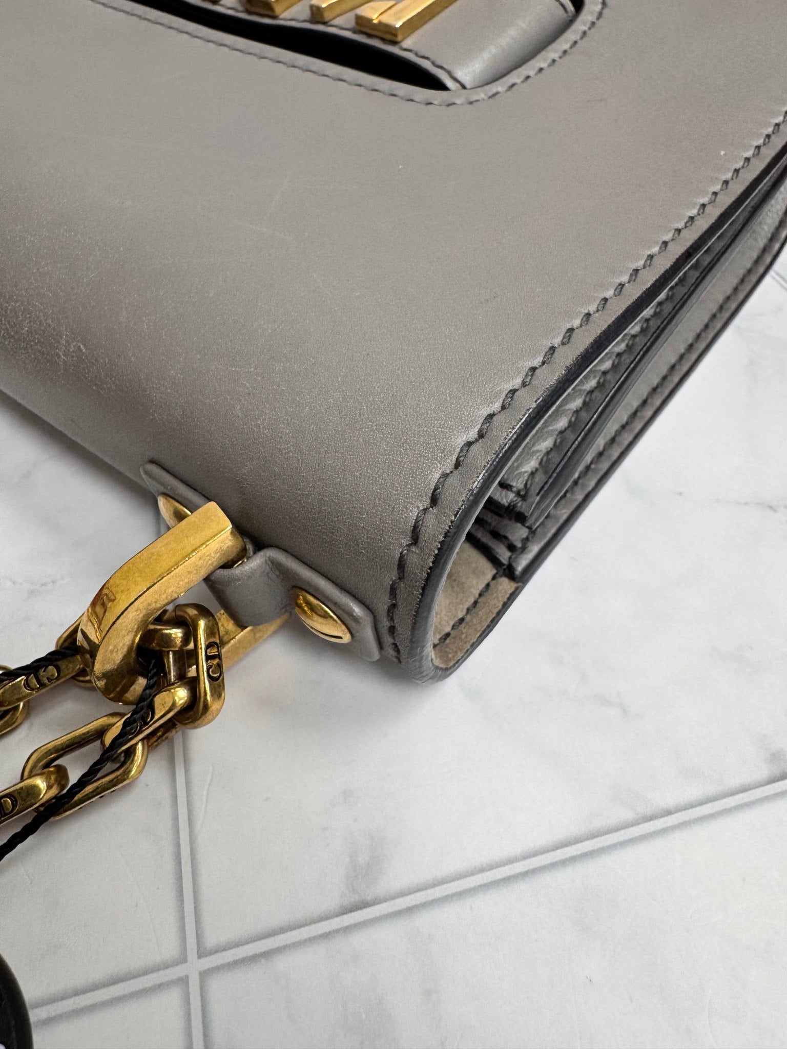 Christian Dior J'Adior Gray Leather Chain Flap Bag