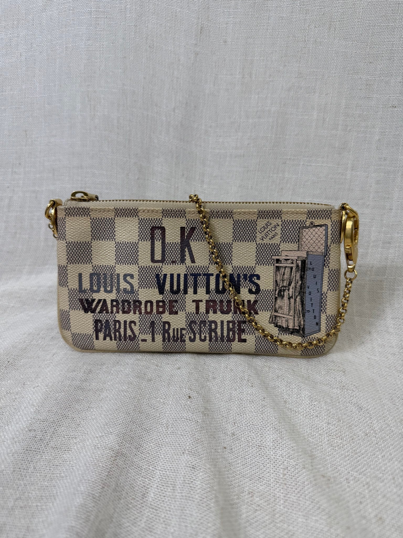 Louis Vuitton Damier Azur Trunks And Labels Pochette Milla