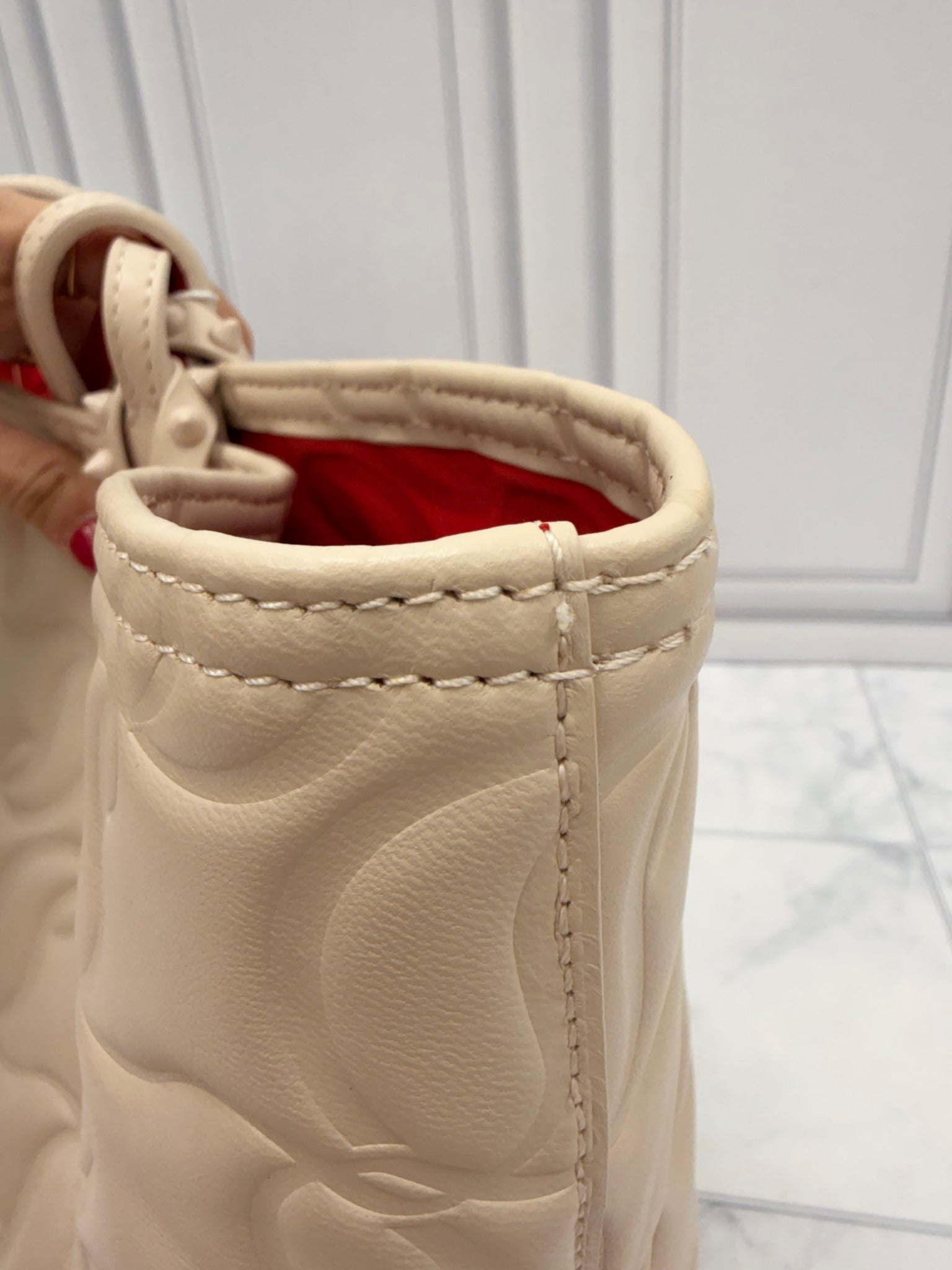 LIKE NEW - Christian Louboutin Beige Nappa Embossed Cabata Tote W/ Matching Pouch 