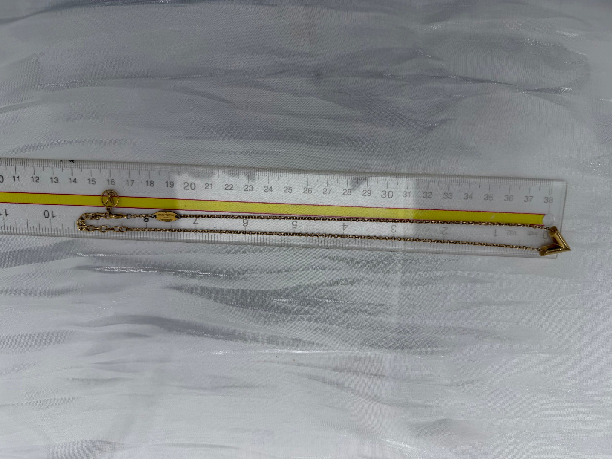 Louis Vuitton Gold Tone Essential V Necklace 