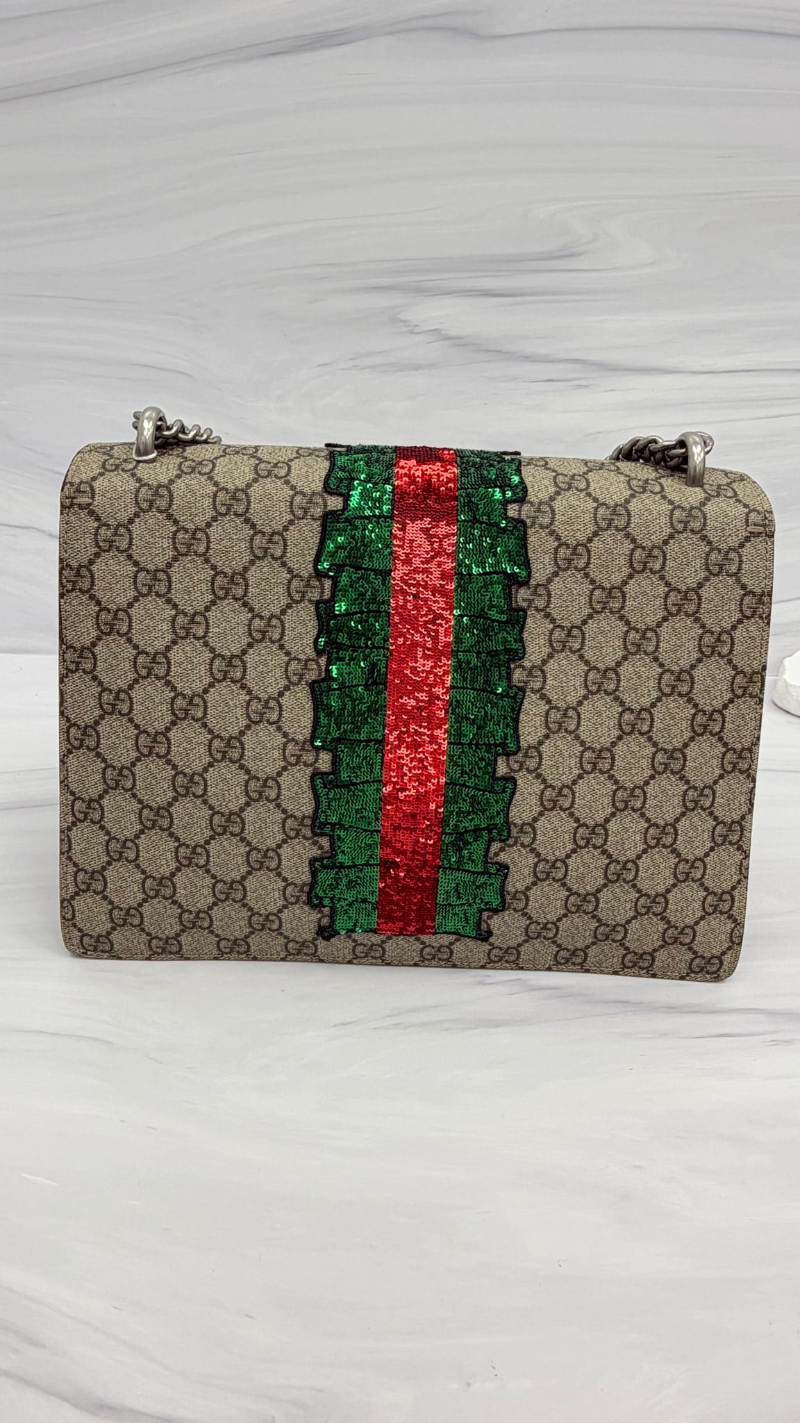 LIKE NEW - Gucci GG Supreme Embroidered Dionysus Handbag 