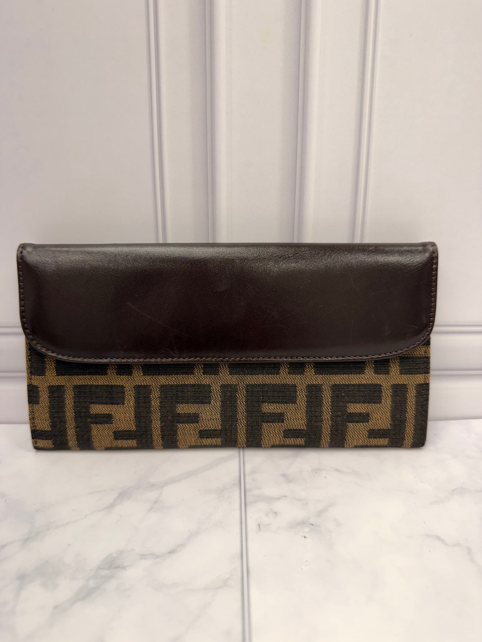 Fendi Zucca W-Hook Long Wallet 