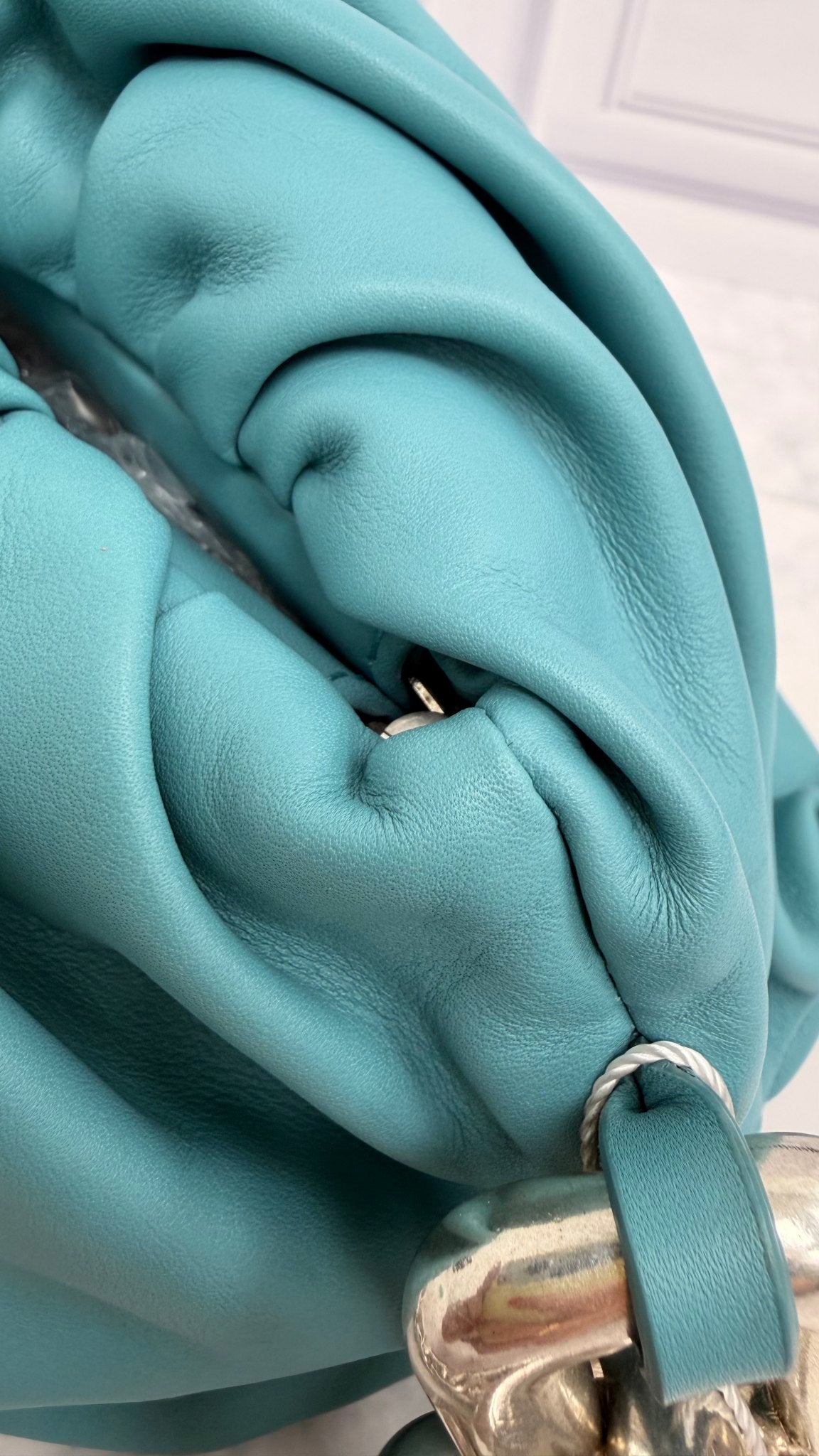 Bottega Veneta Teal Lambskin Leather The Chain Pouch