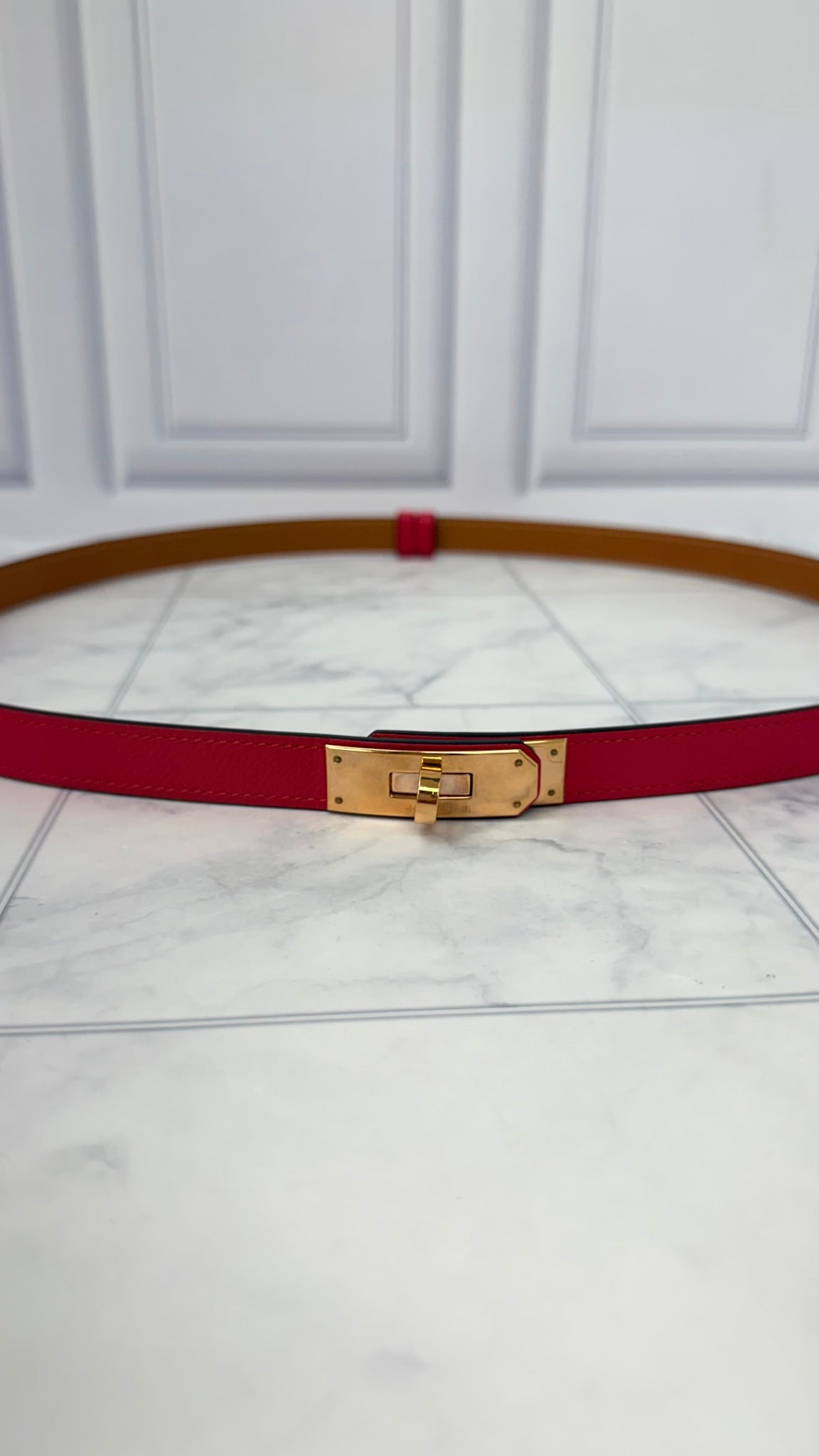 LIKE NEW - Hermes Pink Epsom Leather Kelly Belt