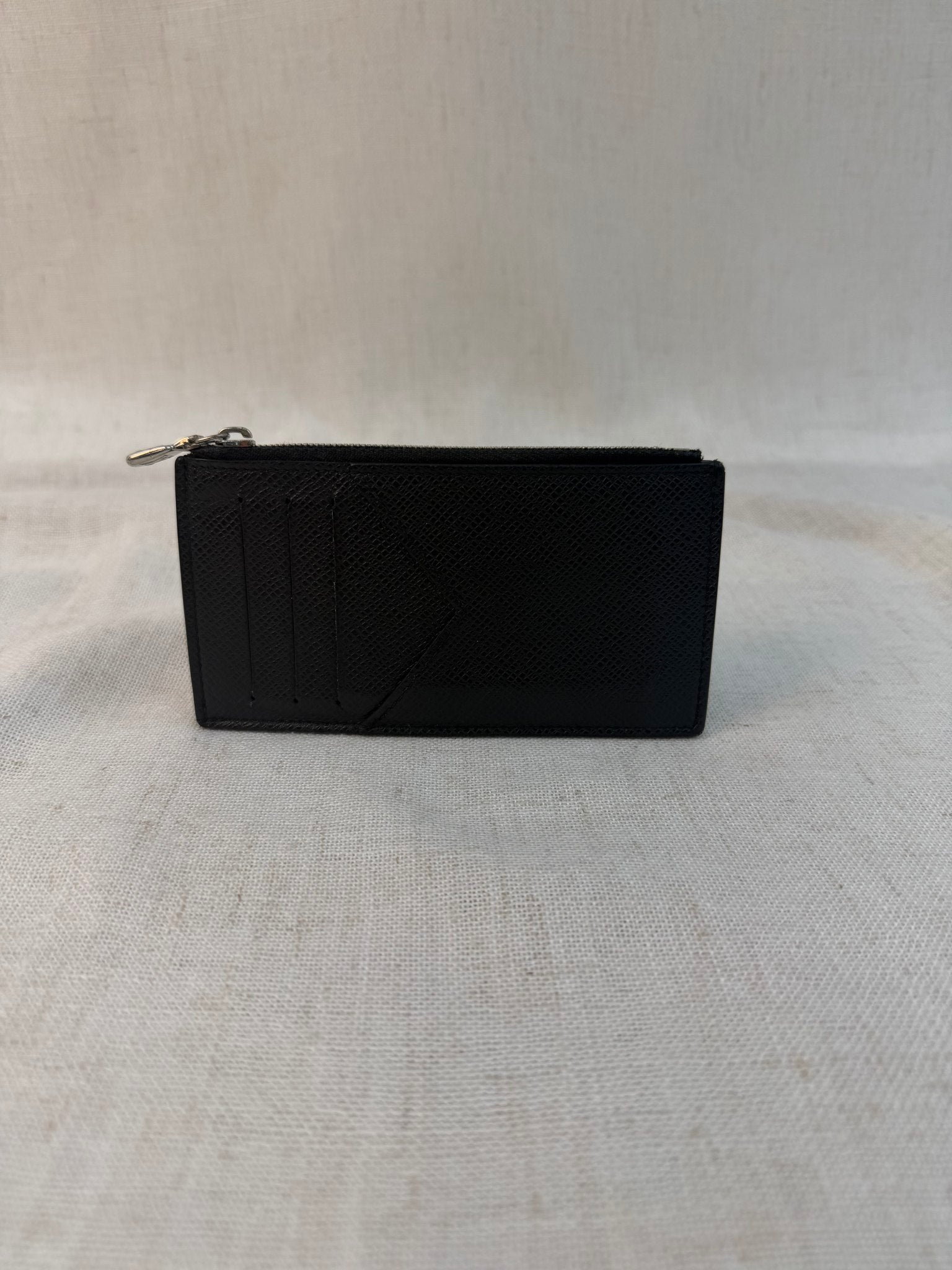 Louis Vuitton Black Leather Zip Card Case