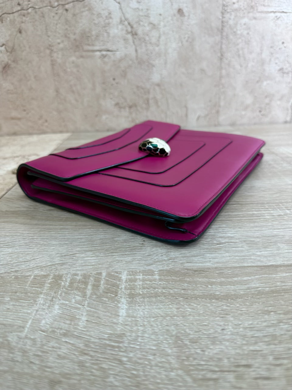 Bvlgari Fuchsia Leather Serpenti Forever Snake Shoulder Bag