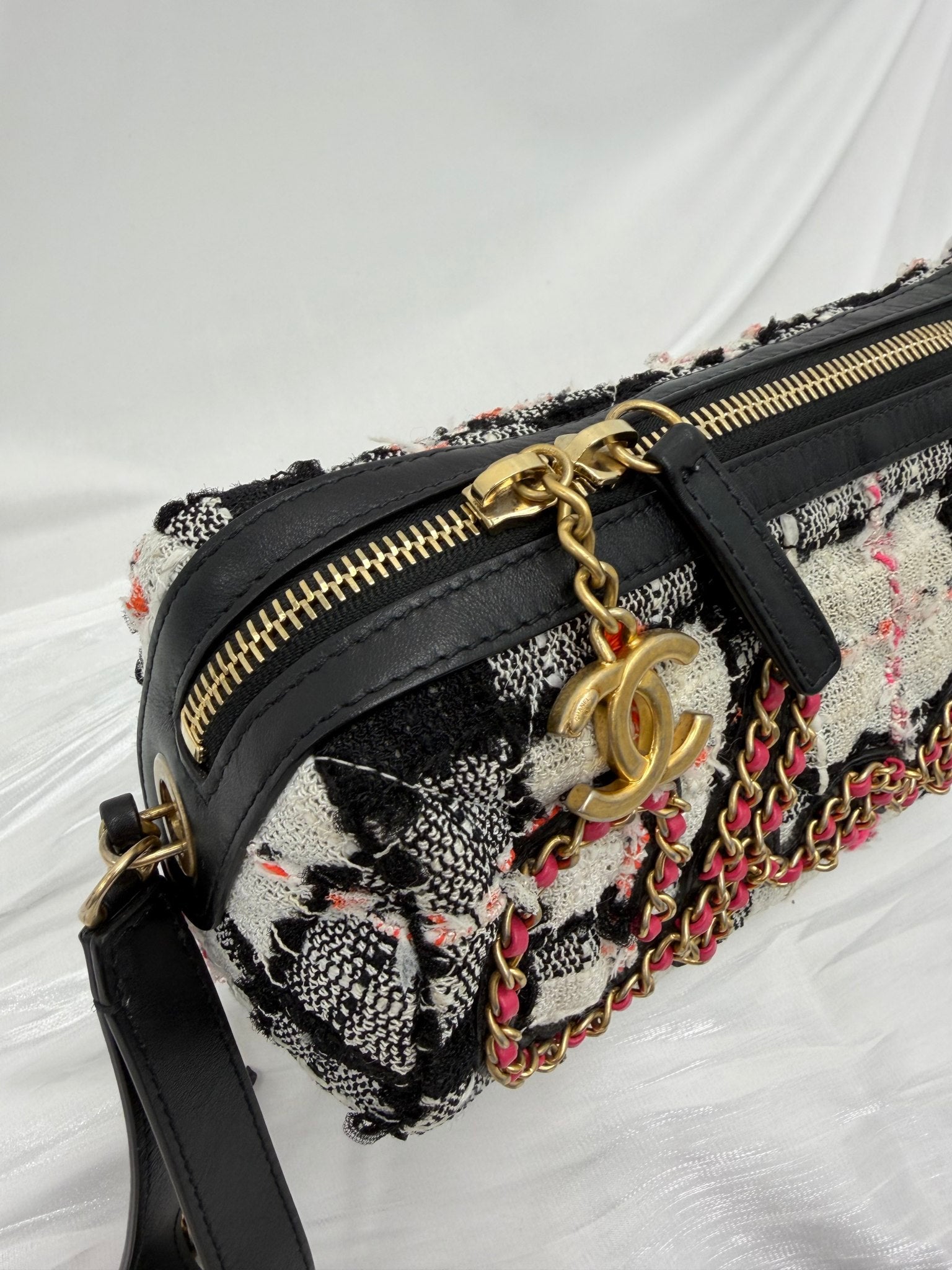 Chanel Multicolor Tweed & Calfskin Signe Bowling Bag