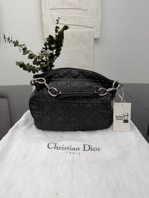 Christian Dior Black  Cannage Lambskin Soft Hobo Bag