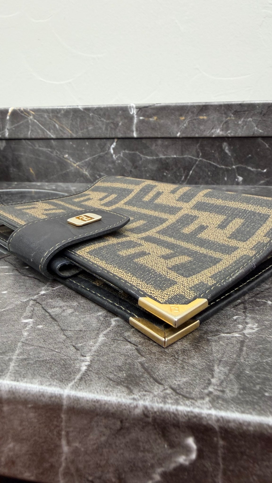 Fendi Vintage Zucca Coated Canvas Passport Agenda Cover 