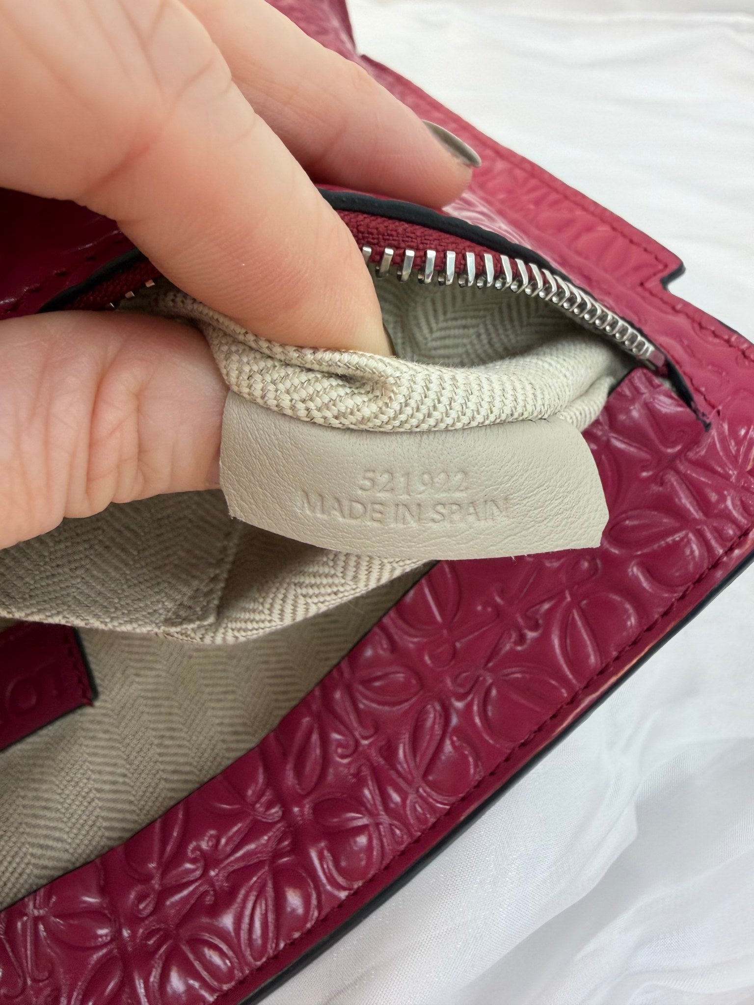 Loewe Raspberry Glazed Leather T Pouch