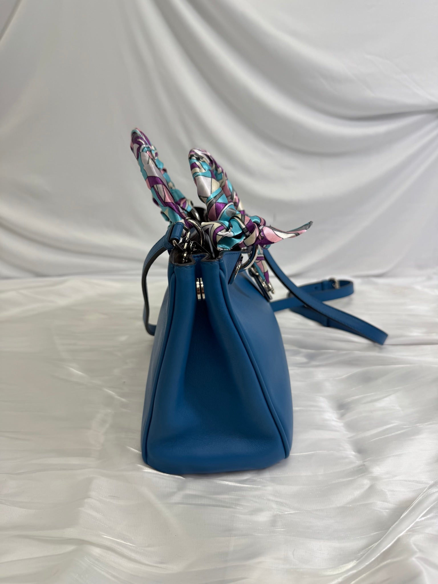 Christian Dior Blue Leather Diorissimo Small Tote Bag