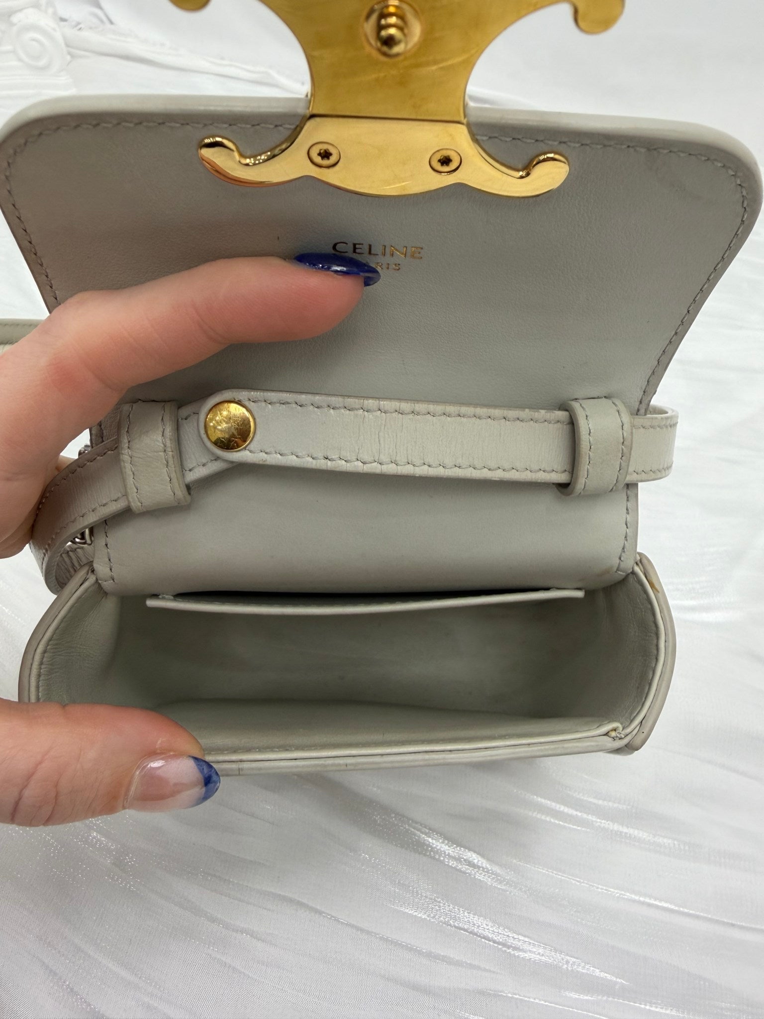 Celine Beige Calfskin Leather Mini Claude Crossbody