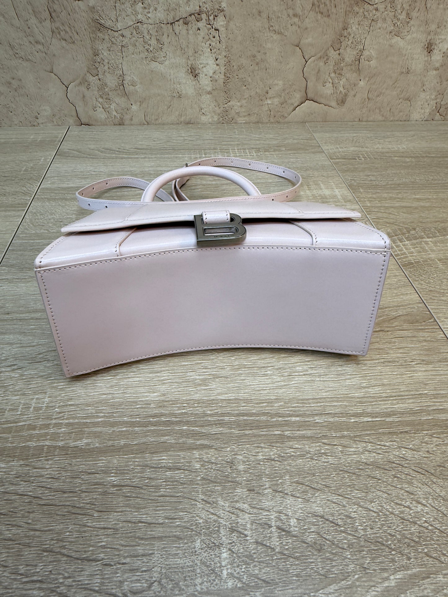 Balenciaga Pink Calfskin Small Hourglass Top Handle Bag