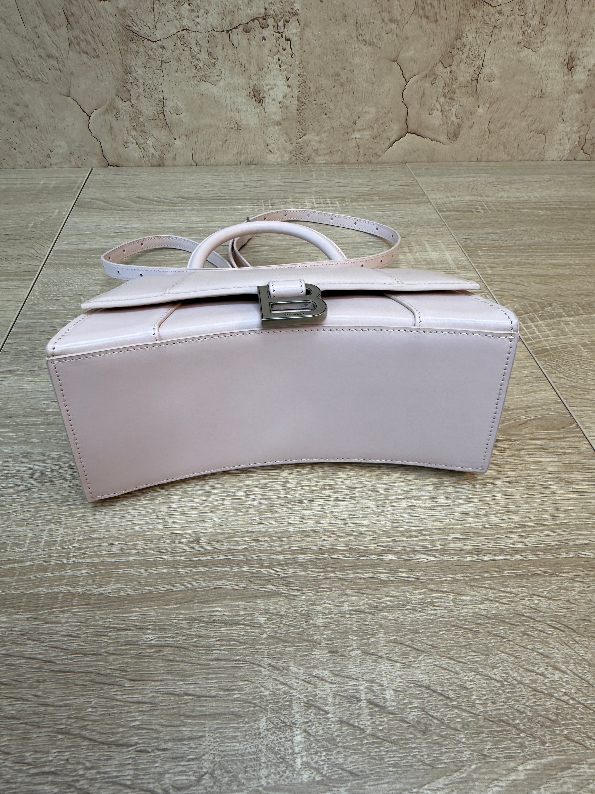 Balenciaga Pink Calfskin Small Hourglass Top Handle Bag
