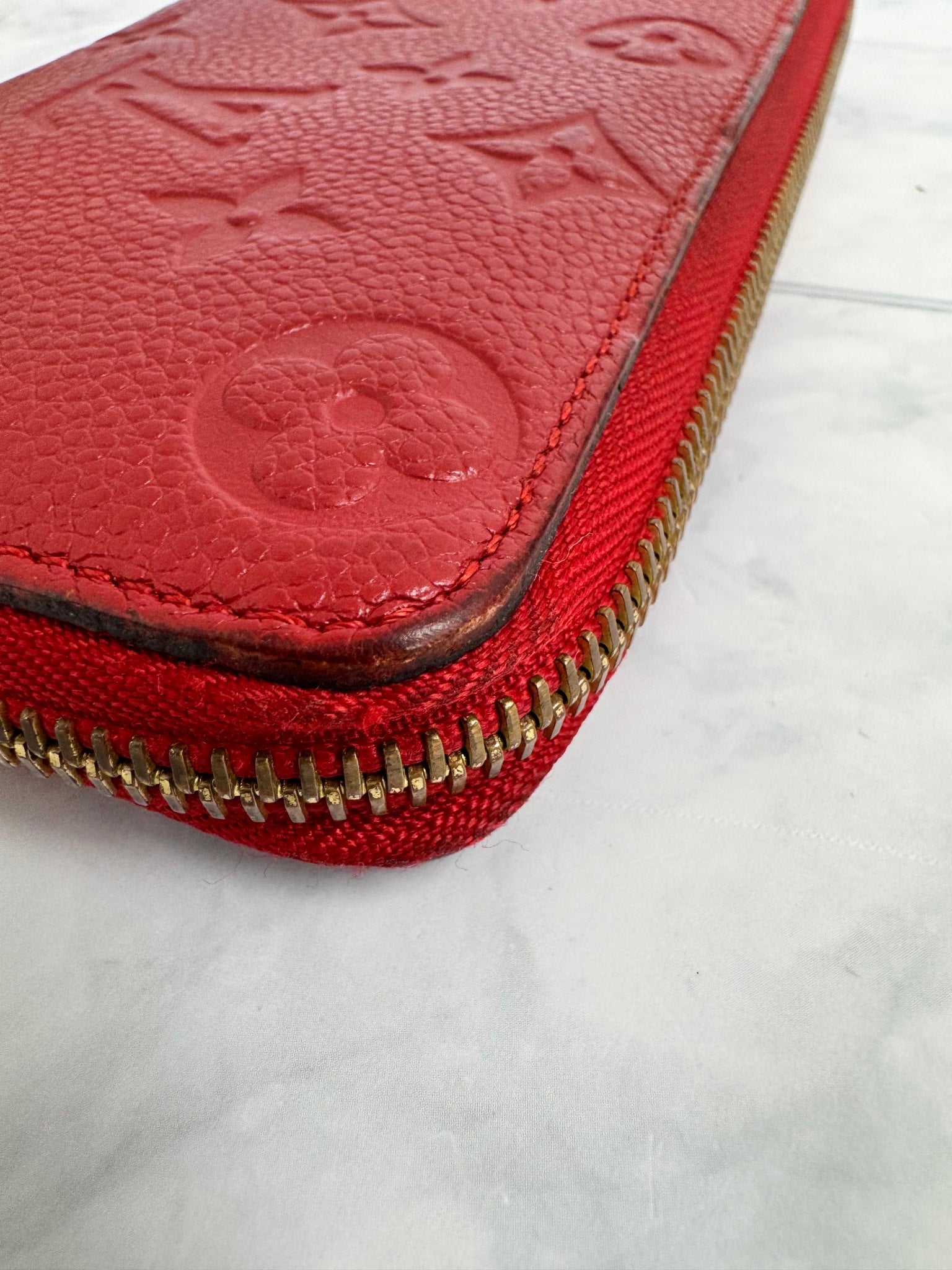 Louis Vuitton Red Empreinte Clemence Long Zippy Wallet