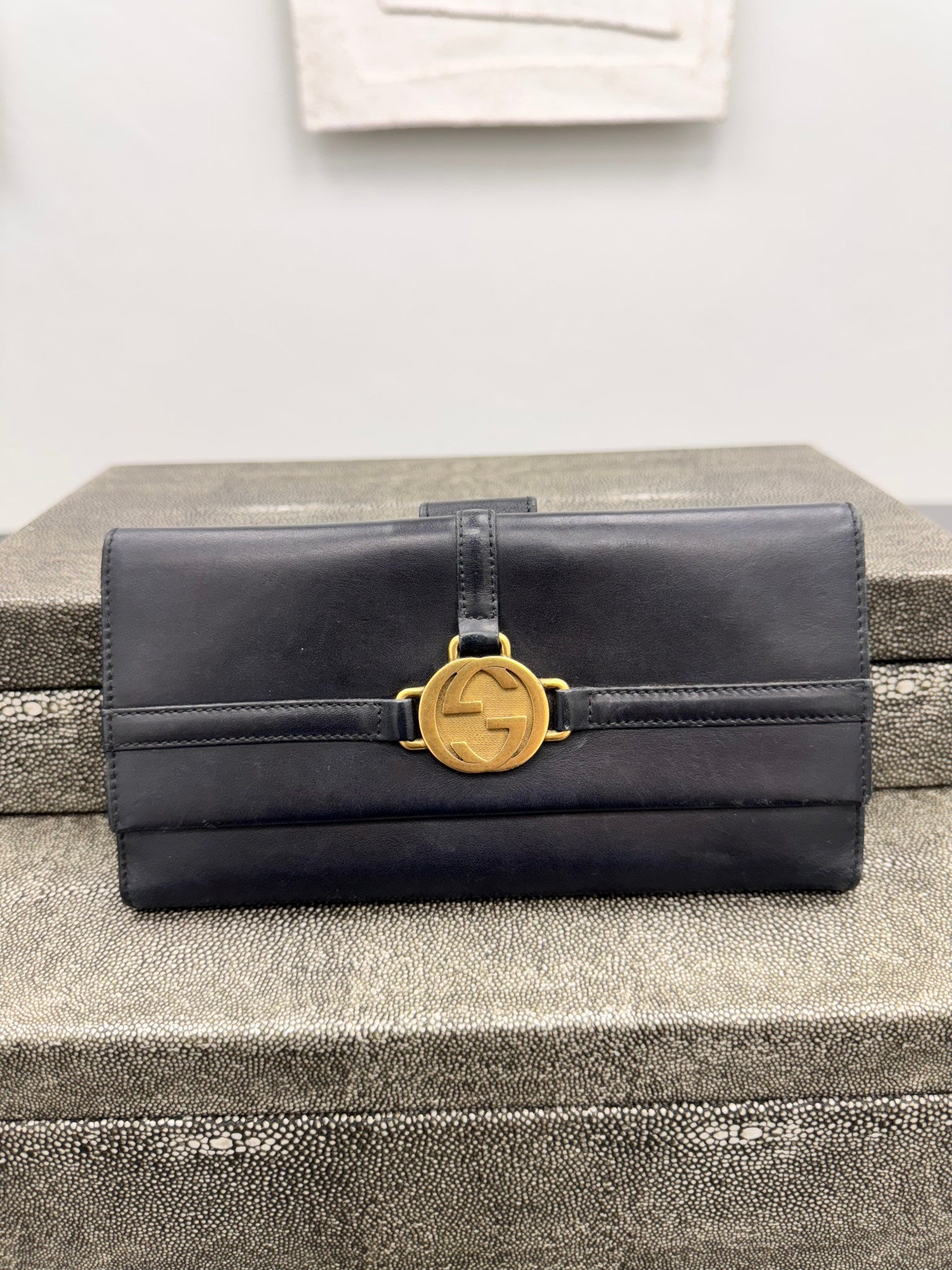 Gucci Black Leather Long Wallet