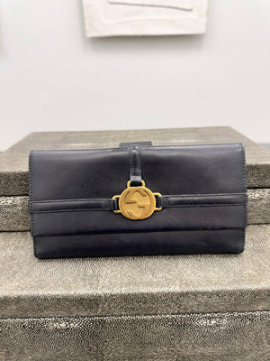 Gucci Black Leather Long Wallet