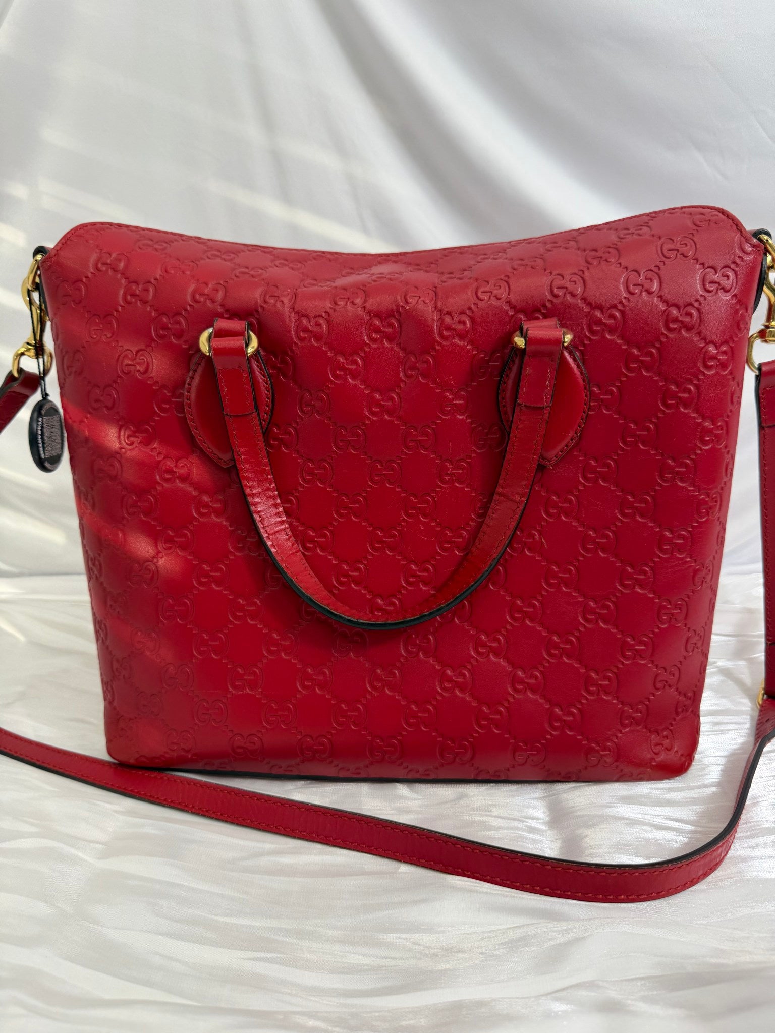 Gucci Red Guccissima Leather Linea Foldover Tote