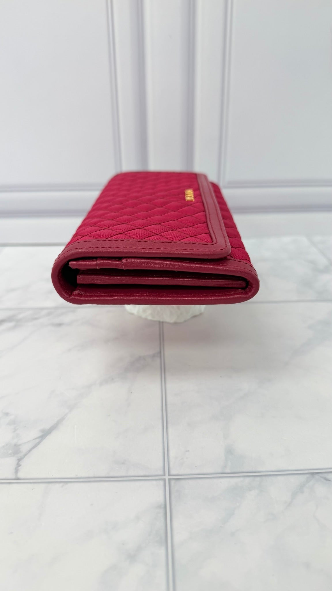 Prada Pink Quilted Nylon Long Wallet 