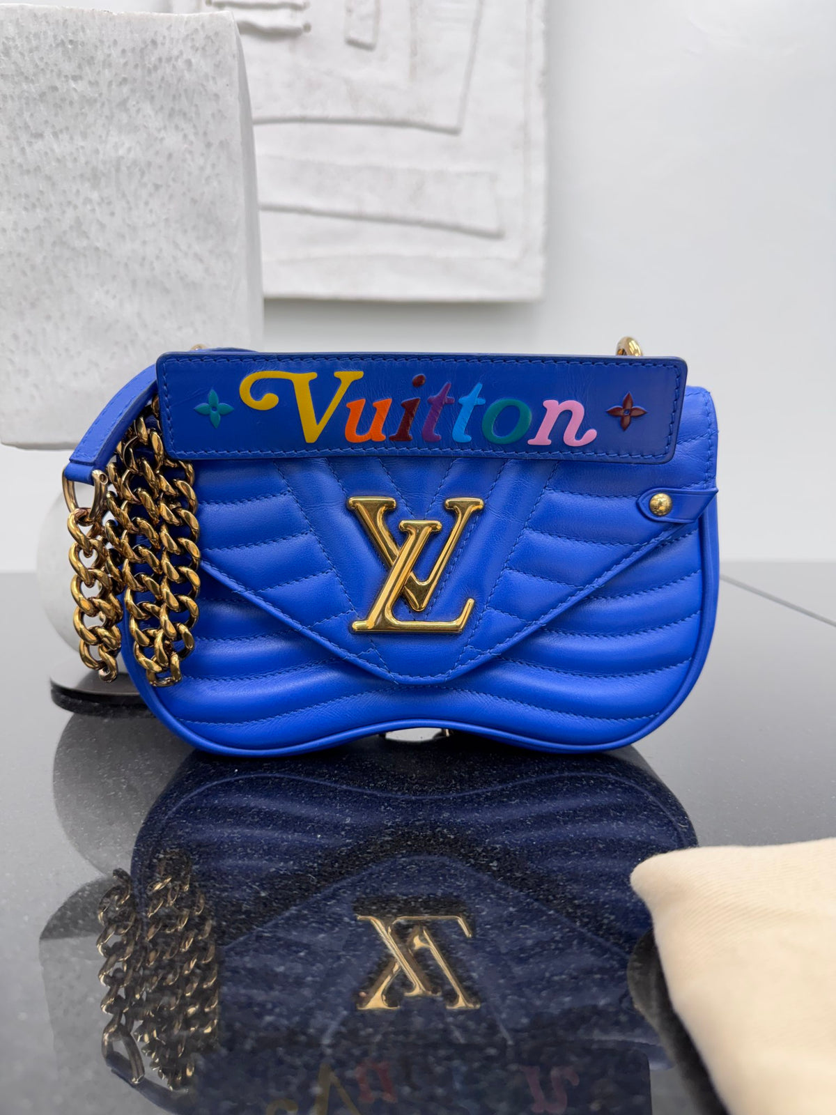 LIKE NEW - Louis Vuitton Blue Quilted Leather New Wave Bag PM