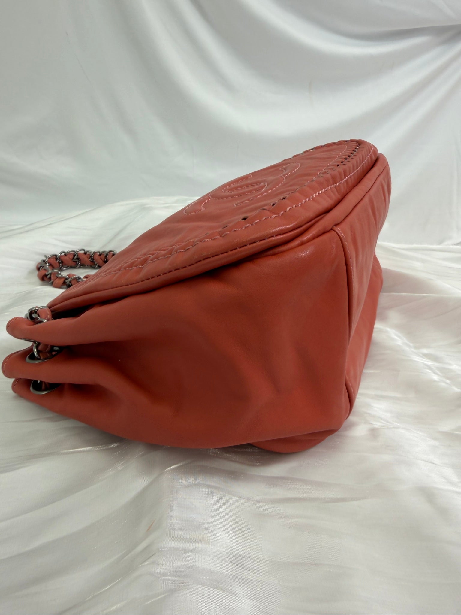 Chanel Coral Calfskin Luxe Ligne Accordion Flap Bag 