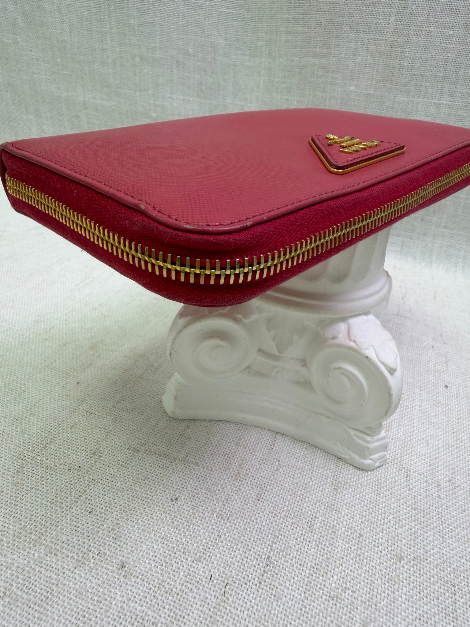 Prada Pink Saffiano Leather Zippy Wallet