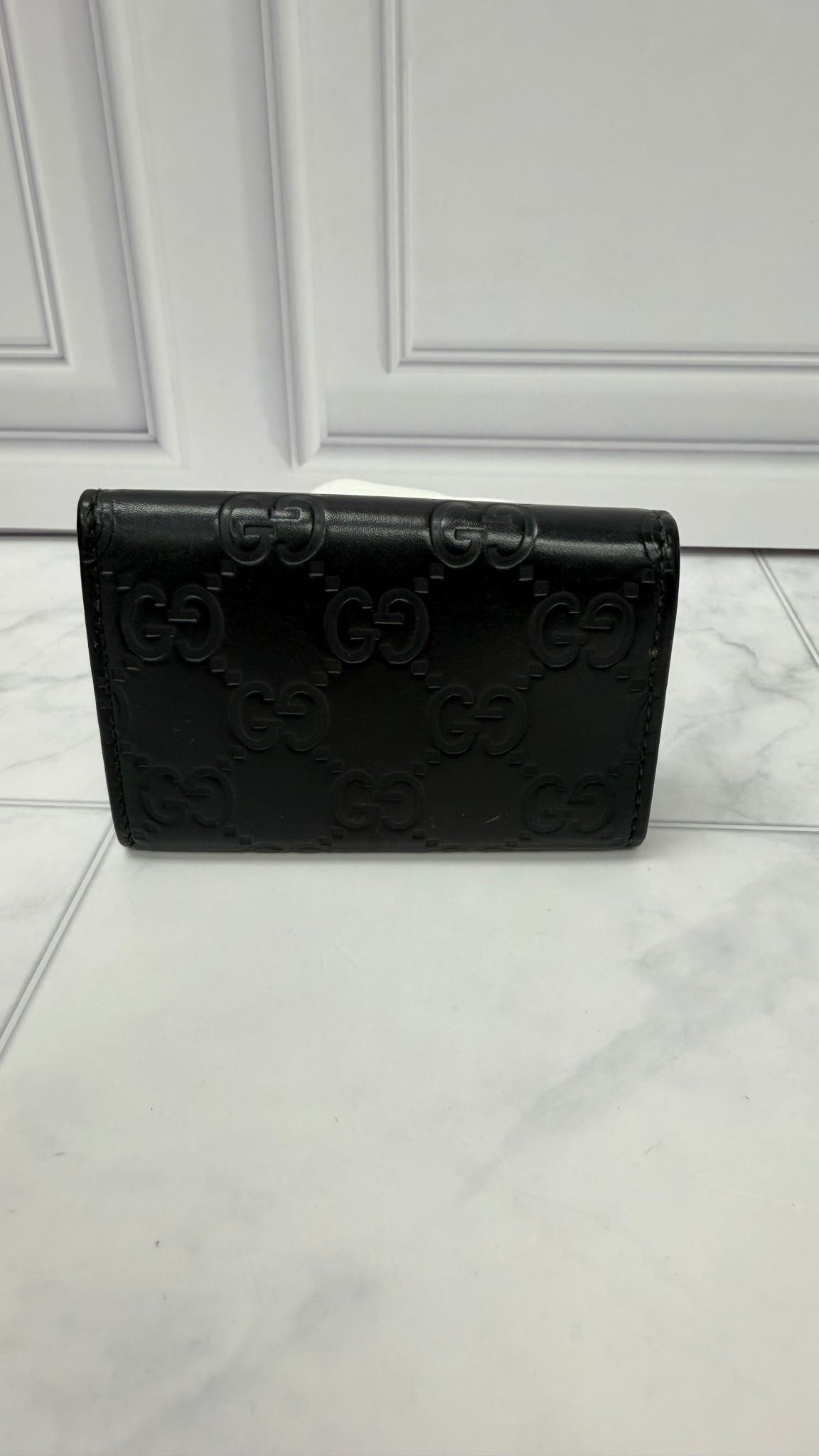 Gucci Black Guccissima Leather 6 Key Case